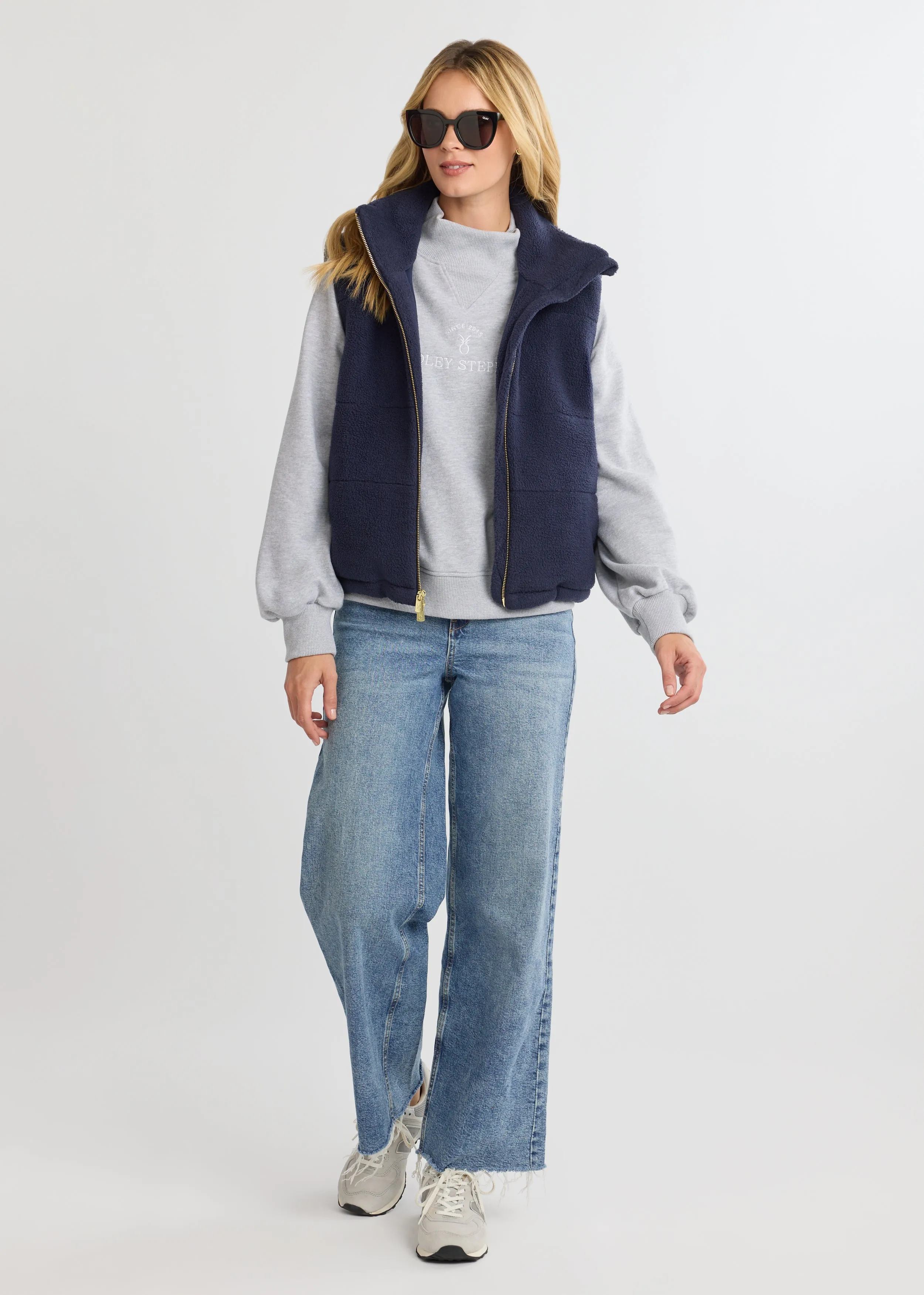 Puffer Vest in Sherpa Fleece (Navy) sold by Dudley Stephens product image thumbnail 2