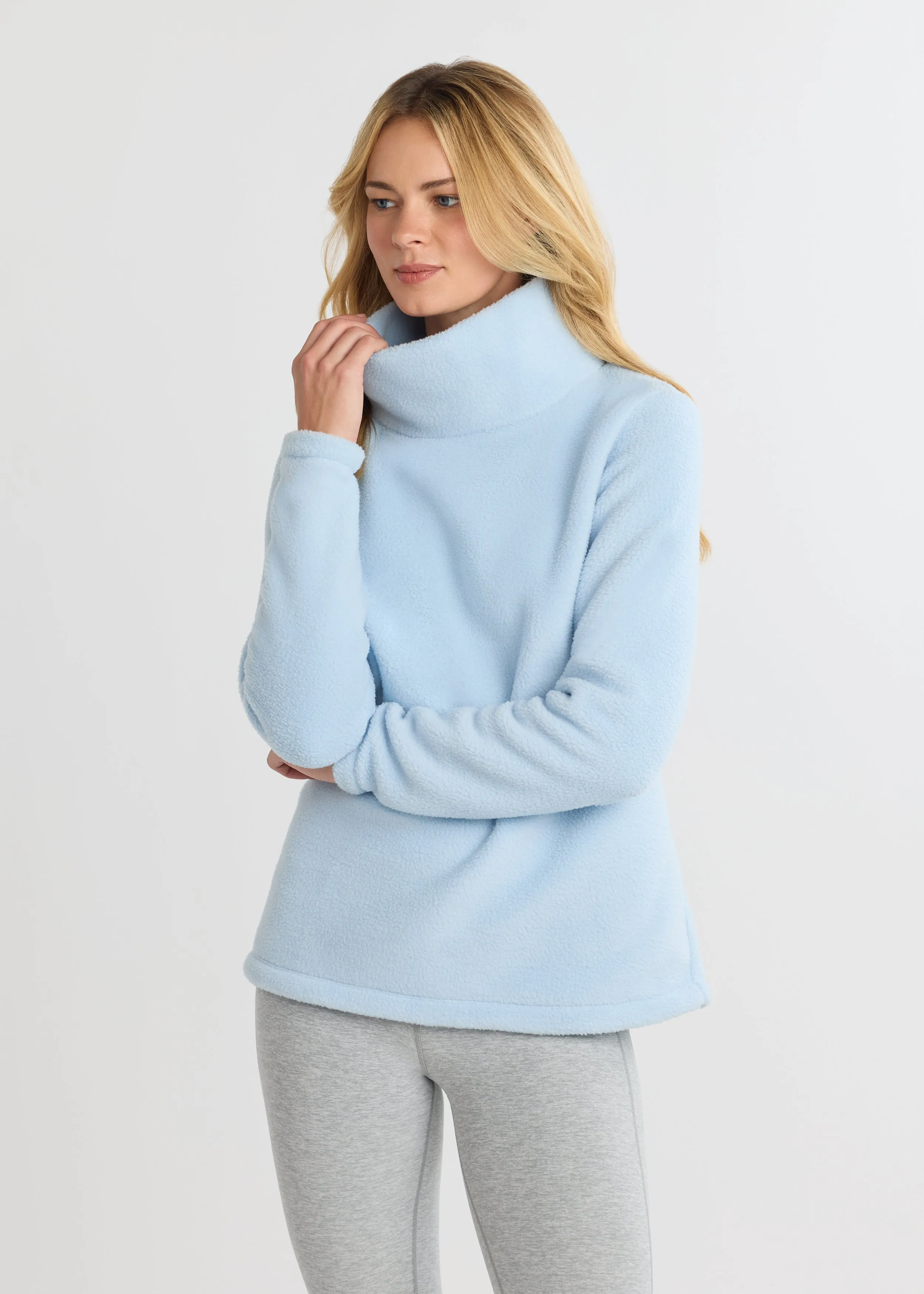 Greenpoint Turtleneck in Sherpa Fleece (Ice Blue) sold by Dudley Stephens