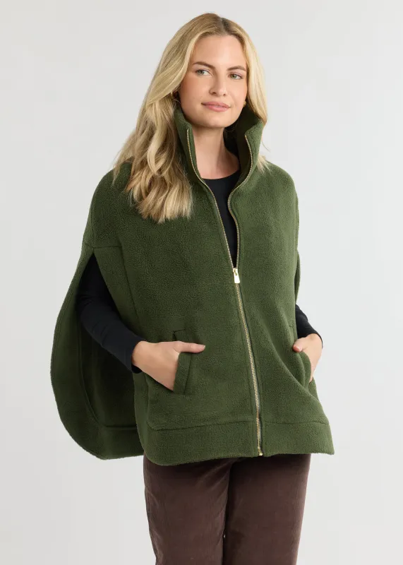 Ashford Poncho in Sherpa Fleece (Spruce) sold by Dudley Stephens