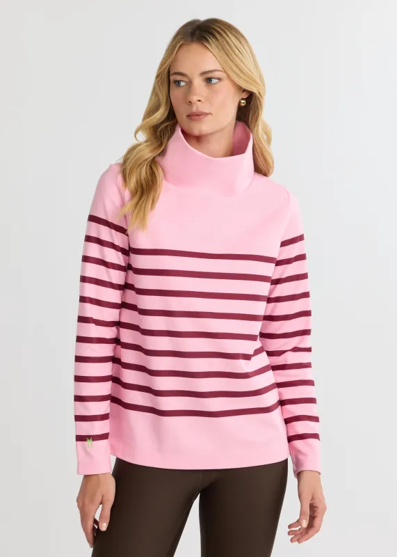 Greenpoint Turtleneck in Terry Fleece (Prism Pink/Burgundy Placed Stripe) sold by Dudley Stephens