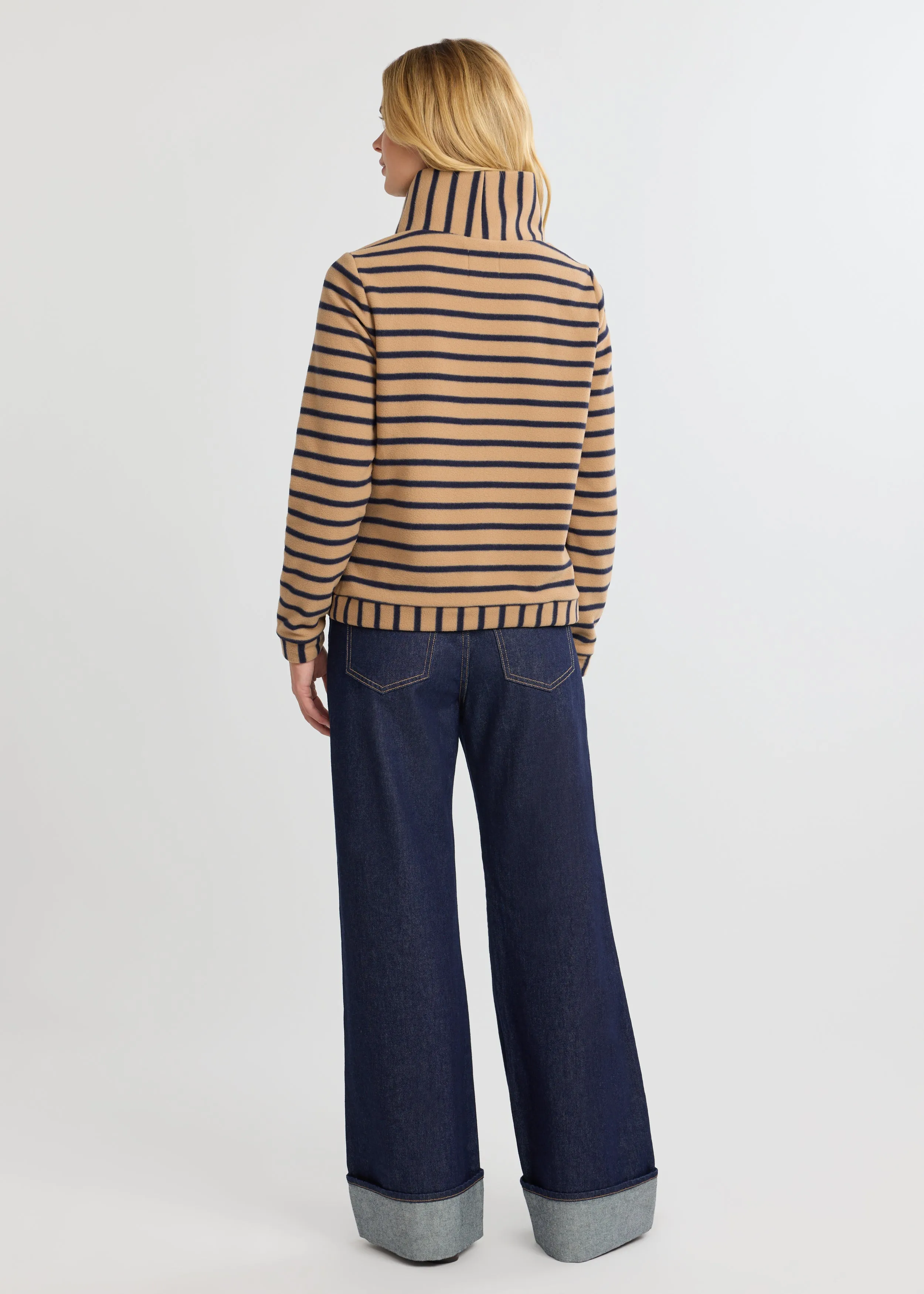 Park Slope Turtleneck in Vello Fleece (Camel/Navy Mariner Stripe) sold by Dudley Stephens product image thumbnail 4