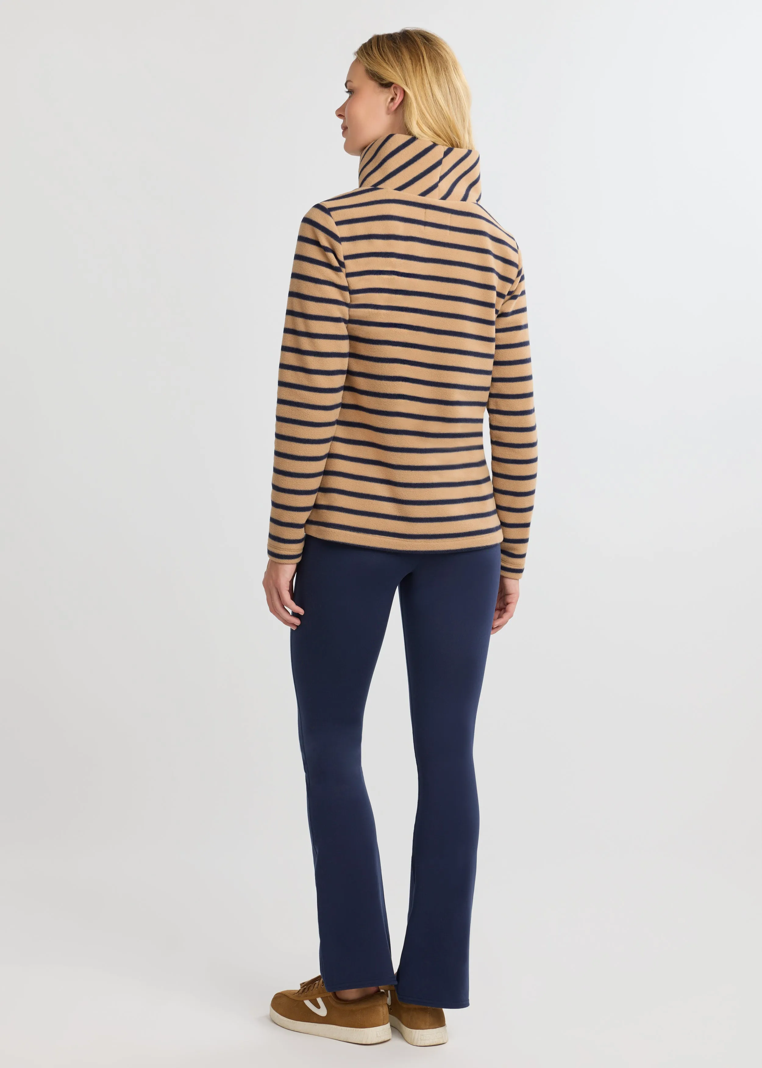 Greenpoint Turtleneck in Vello Fleece (Camel/Navy Mariner Stripe) sold by Dudley Stephens product image thumbnail 4