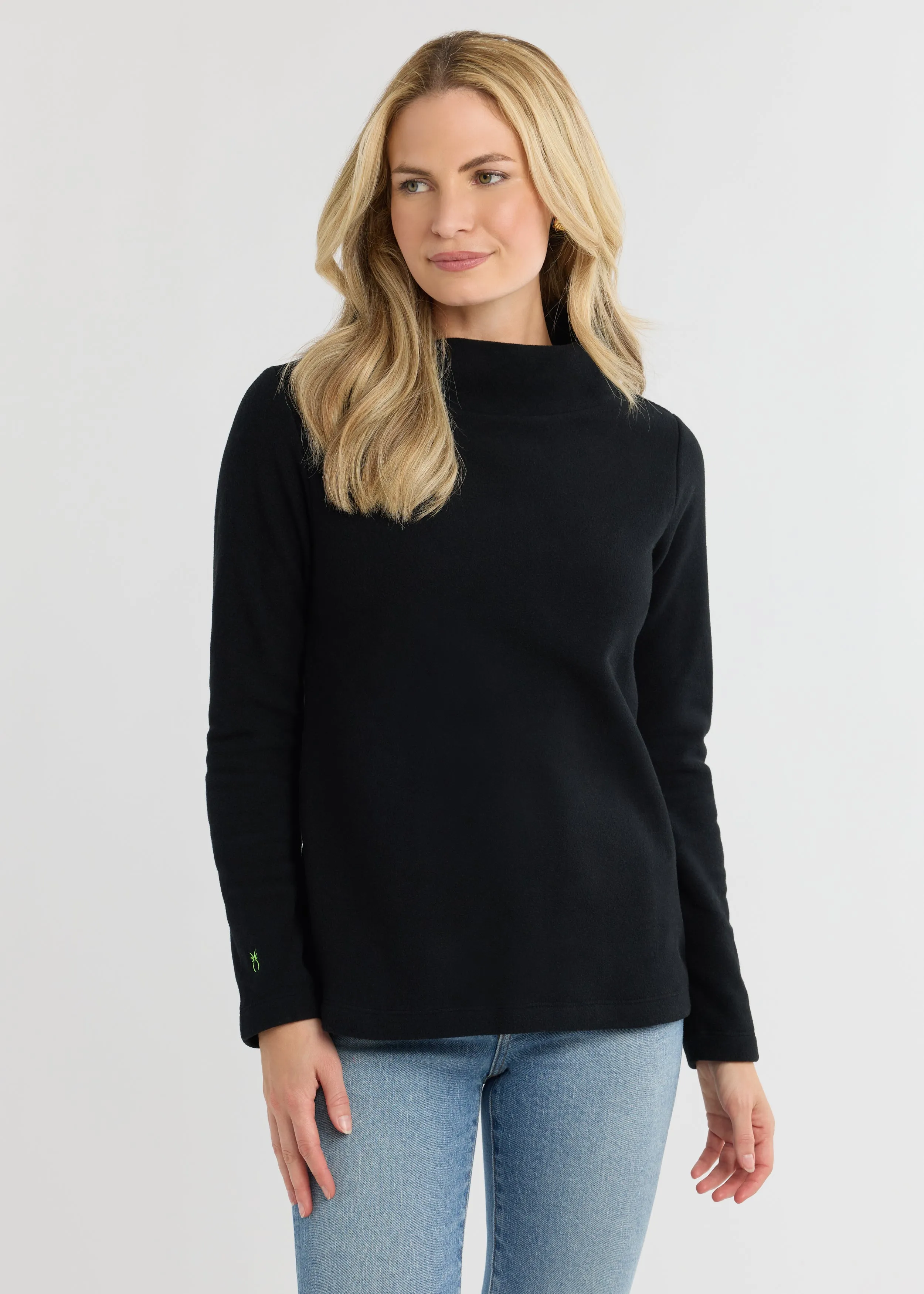 Greenpoint Boatneck in Vello Fleece (Black) sold by Dudley Stephens