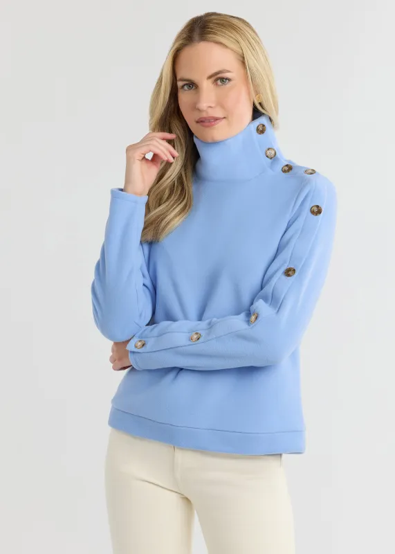 Kathleen Turtleneck in Vello Fleece (Periwinkle) made by Dudley Stephens