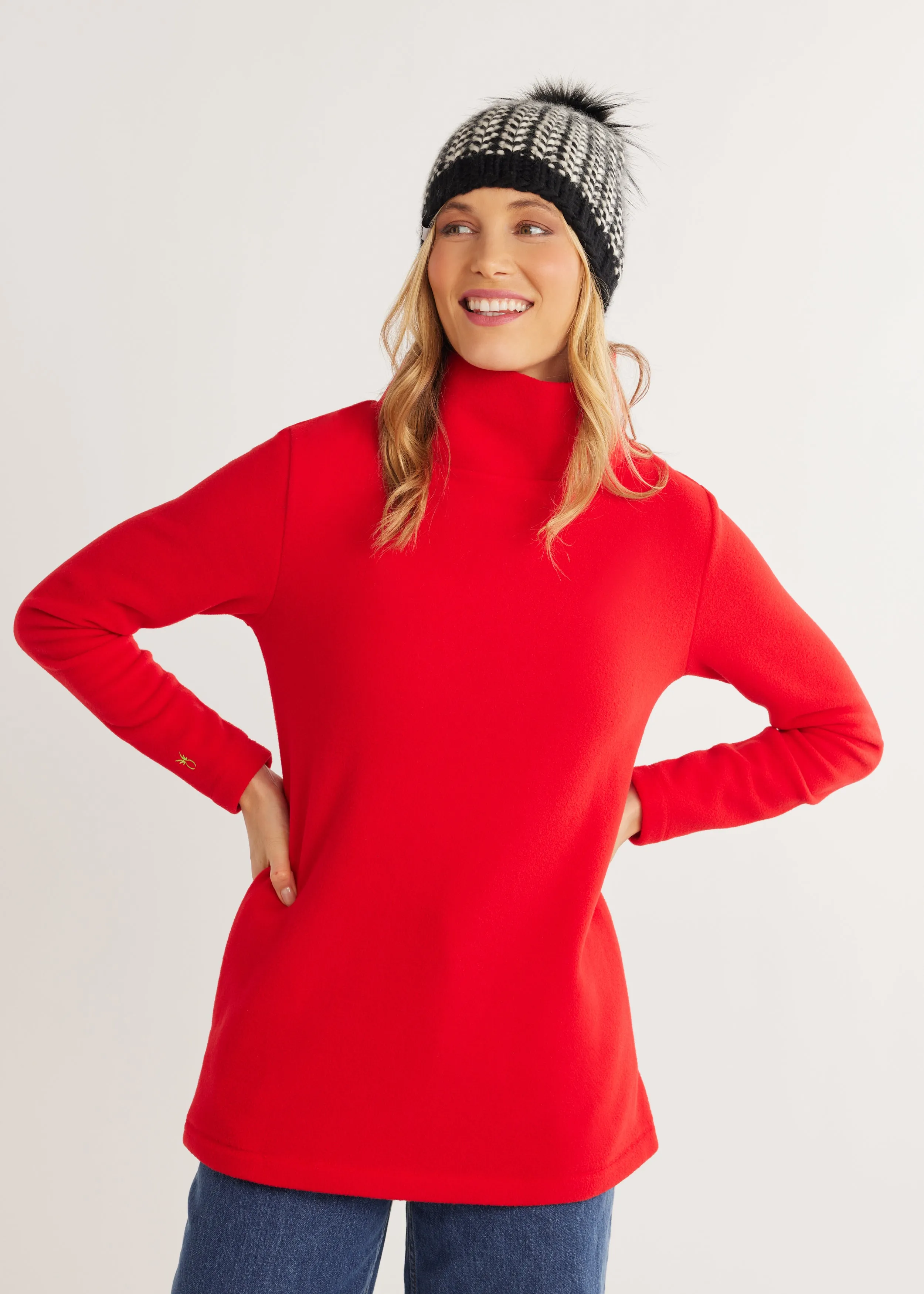 Cobble Hill Turtleneck in Vello Fleece (Red) sold by Dudley Stephens