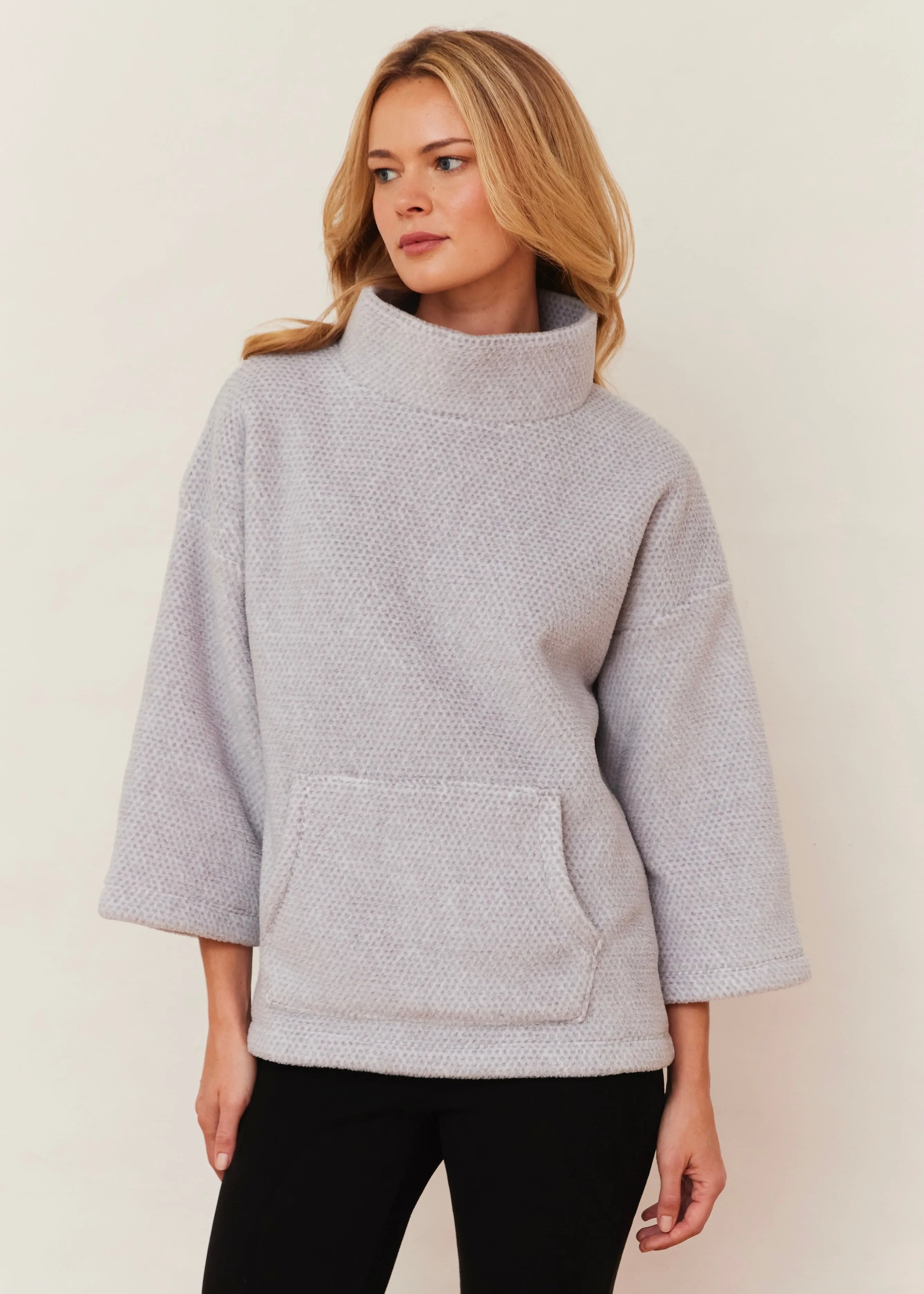 Avenue Poncho in Sherpa Fleece (Heather Grey) sold by Dudley Stephens