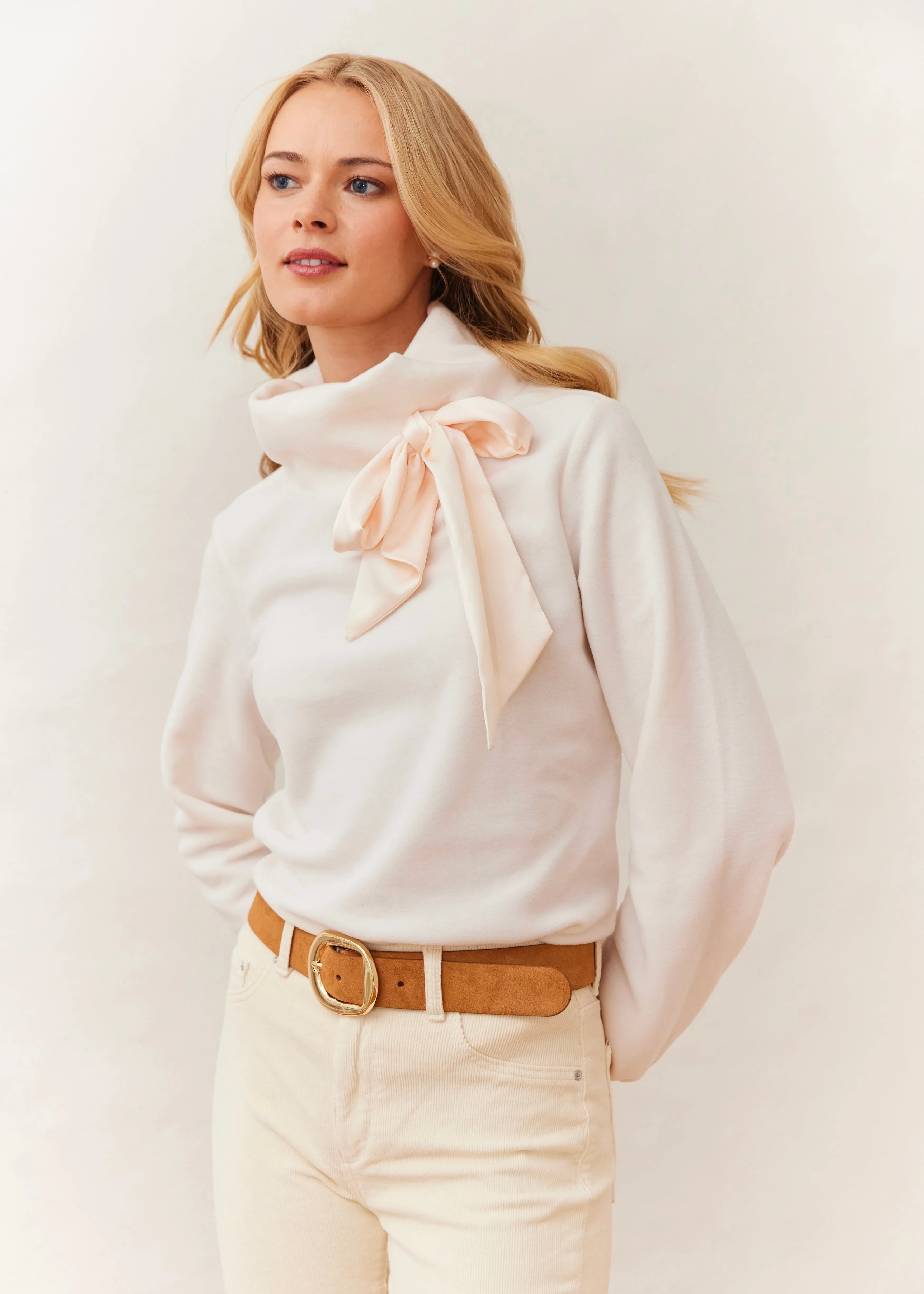 Peggy Bow Top in Vello Fleece (Cream) sold by Dudley Stephens product image thumbnail 4