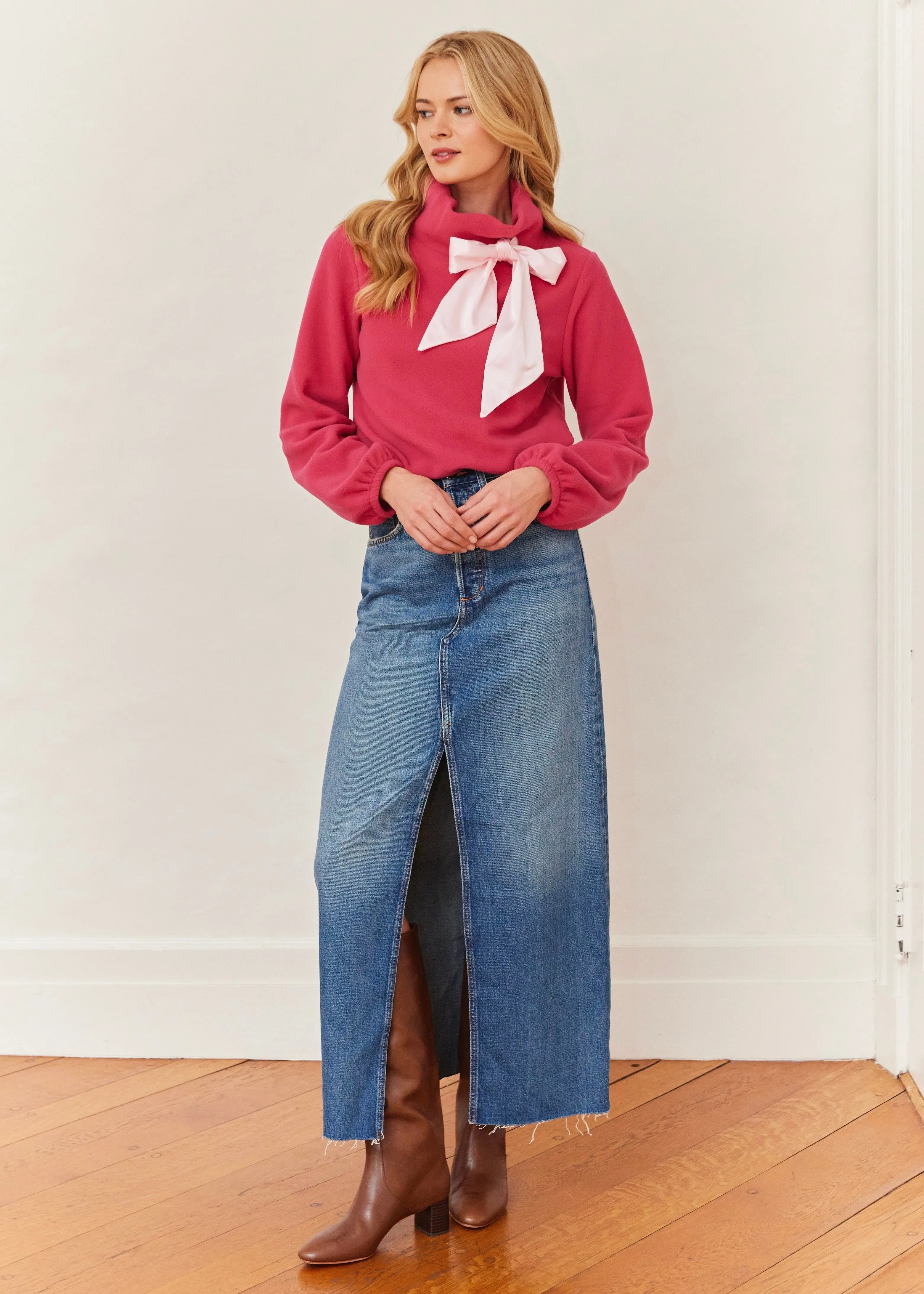 Peggy Bow Top in Vello Fleece (Berry) sold by Dudley Stephens product image thumbnail 2