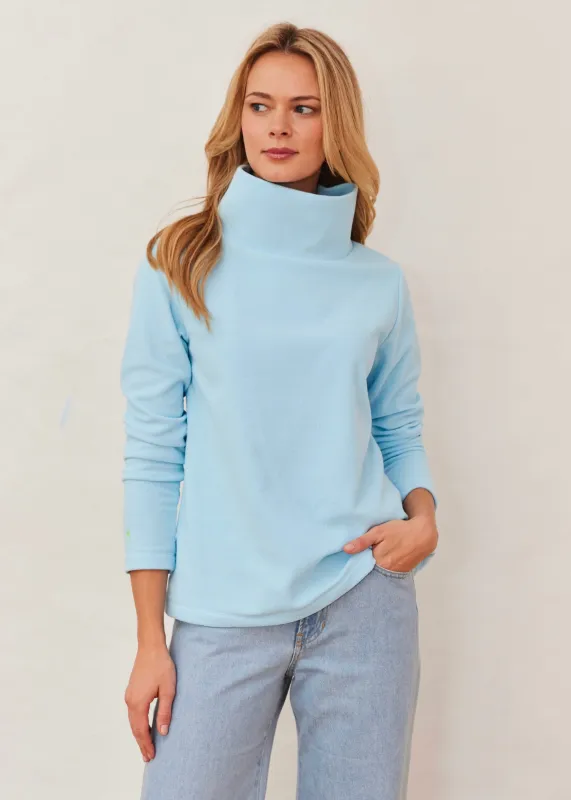 Greenpoint Turtleneck in Terry Fleece (Crystal Blue) made by Dudley Stephens