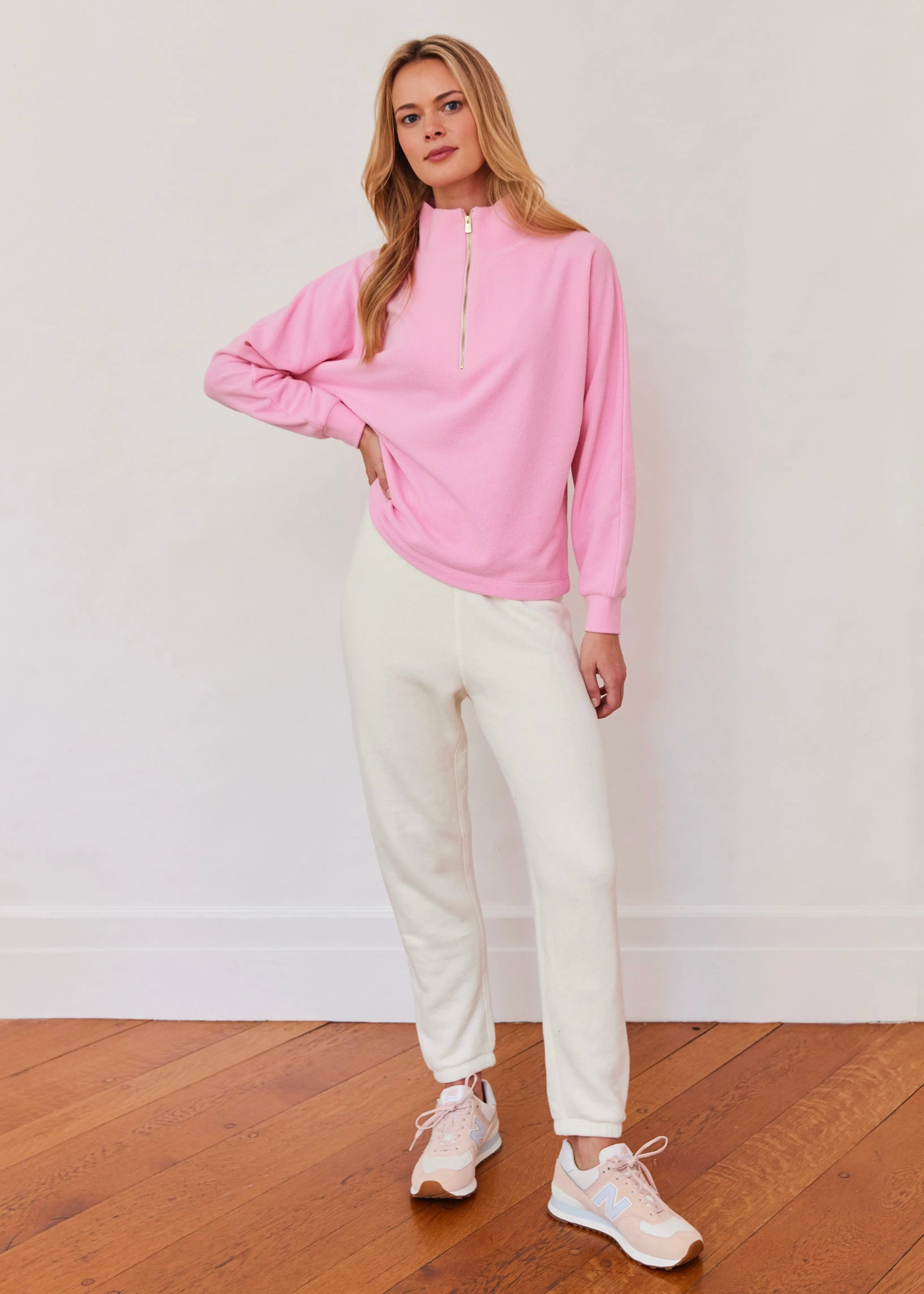 Marion Zip Pullover in Terry Fleece (Prism Pink) sold by Dudley Stephens product image thumbnail 2
