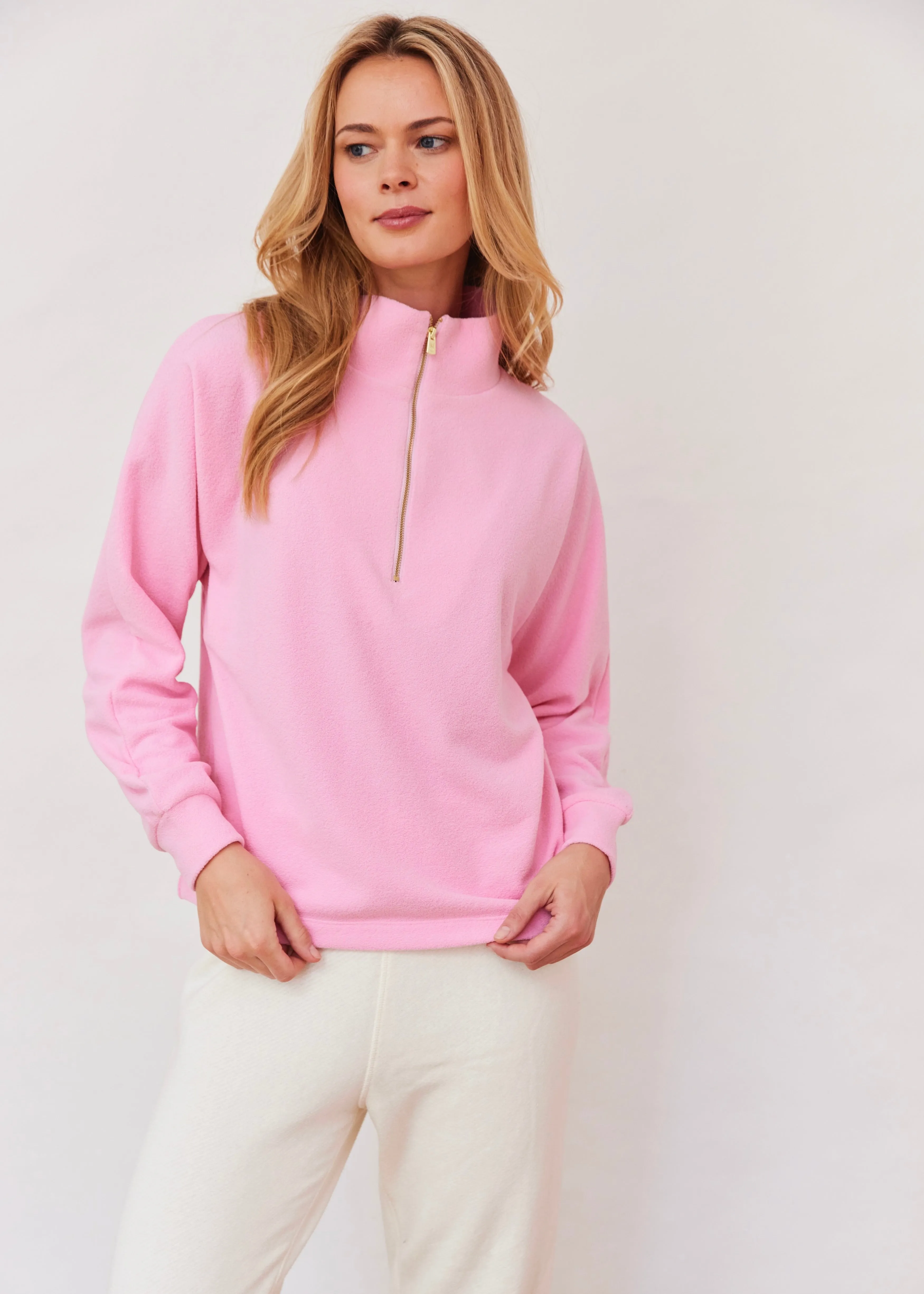 Marion Zip Pullover in Terry Fleece (Prism Pink) sold by Dudley Stephens product image thumbnail 5