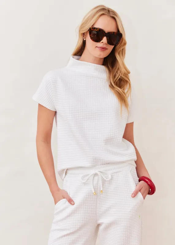 Bowery Mock Neck in Waffle (White) made by Dudley Stephens