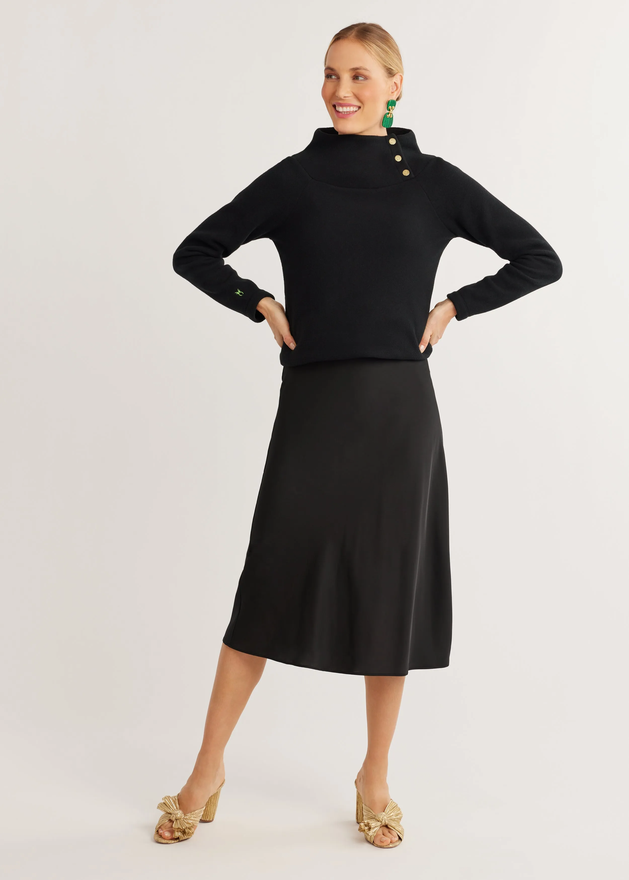 Marielle Mock Neck in Vello Fleece (Black) sold by Dudley Stephens product image thumbnail 3