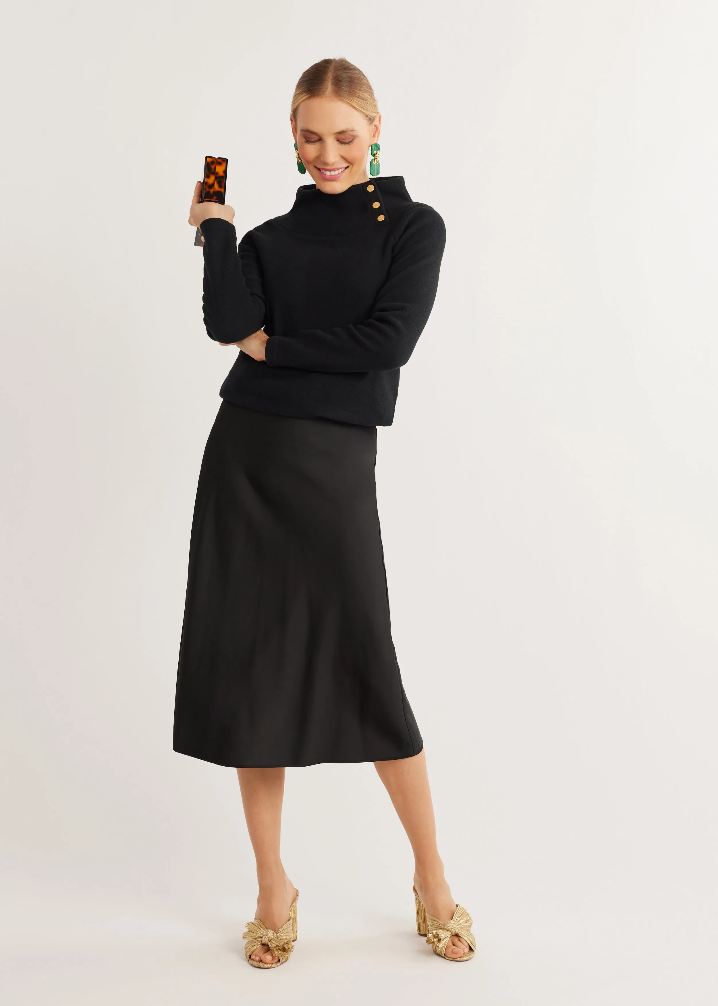 Marielle Mock Neck in Vello Fleece (Black) sold by Dudley Stephens product image thumbnail 4