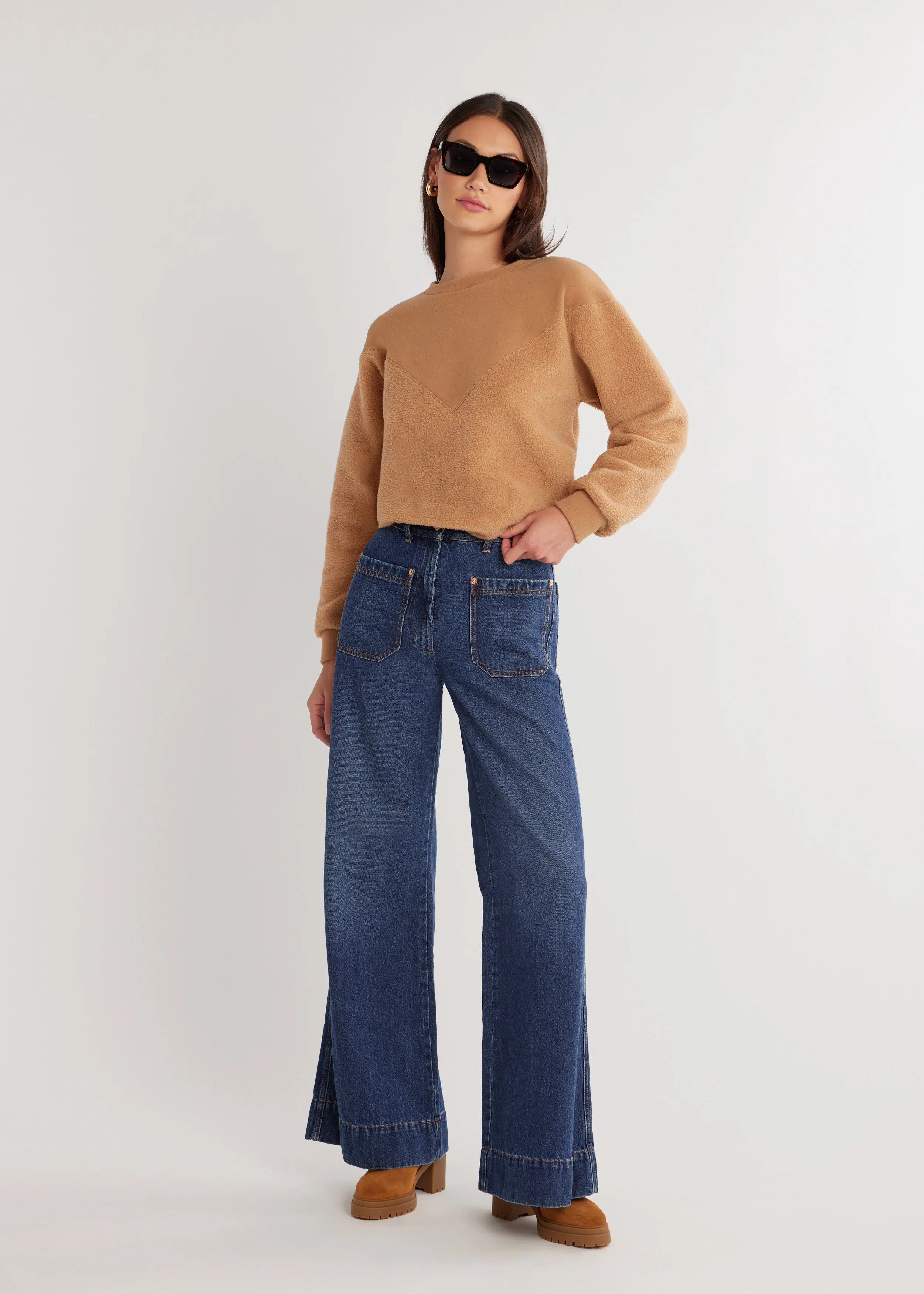 Saratoga Pullover in Sherpa Fleece (Camel) sold by Dudley Stephens product image thumbnail 2