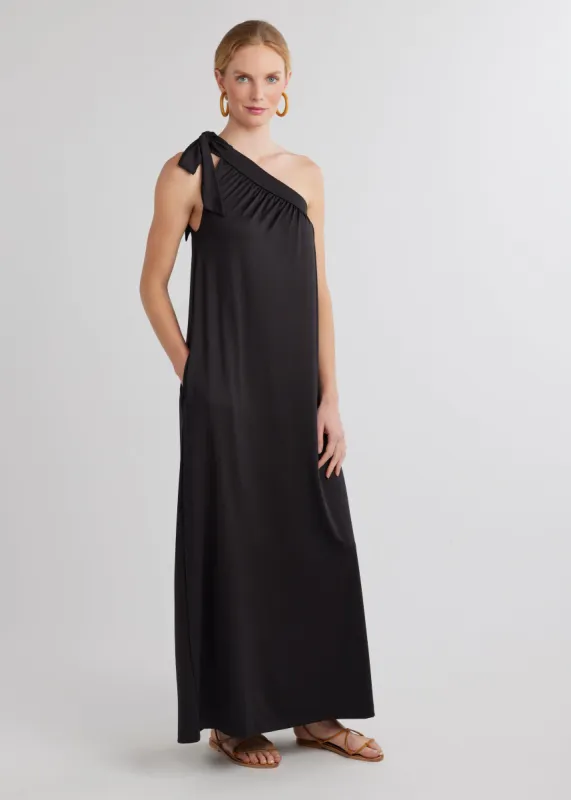 Santorini Dress in Luxe Stretch (Black) sold by Dudley Stephens