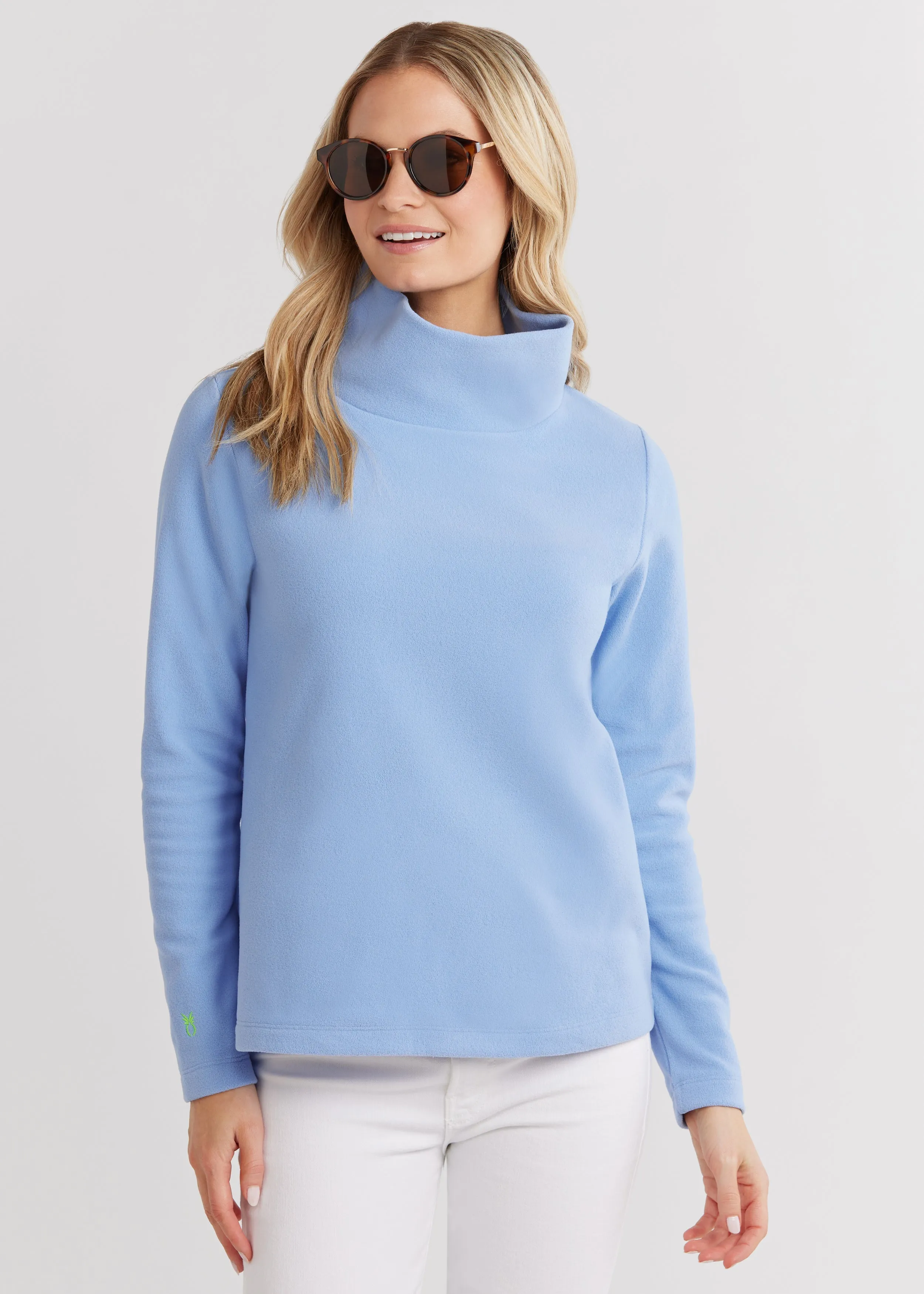 Greenpoint Turtleneck in Terry Fleece (Periwinkle) sold by Dudley Stephens