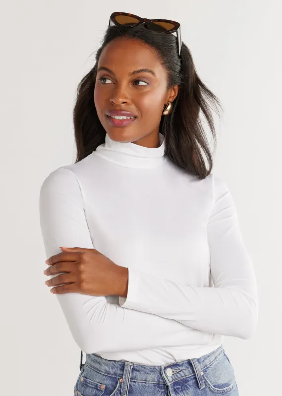 Tillary Turtleneck in Eco Stretch (White) sold by Dudley Stephens
