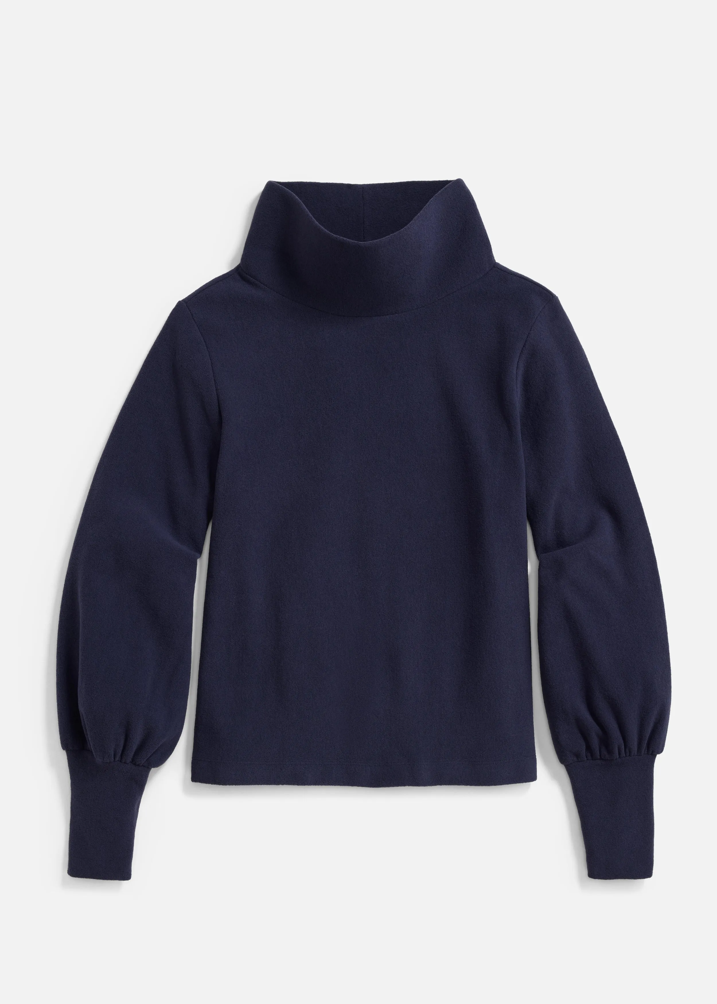 Bellport Puff Sleeve Turtleneck in Terry Fleece (Navy) sold by Dudley Stephens product image thumbnail 4