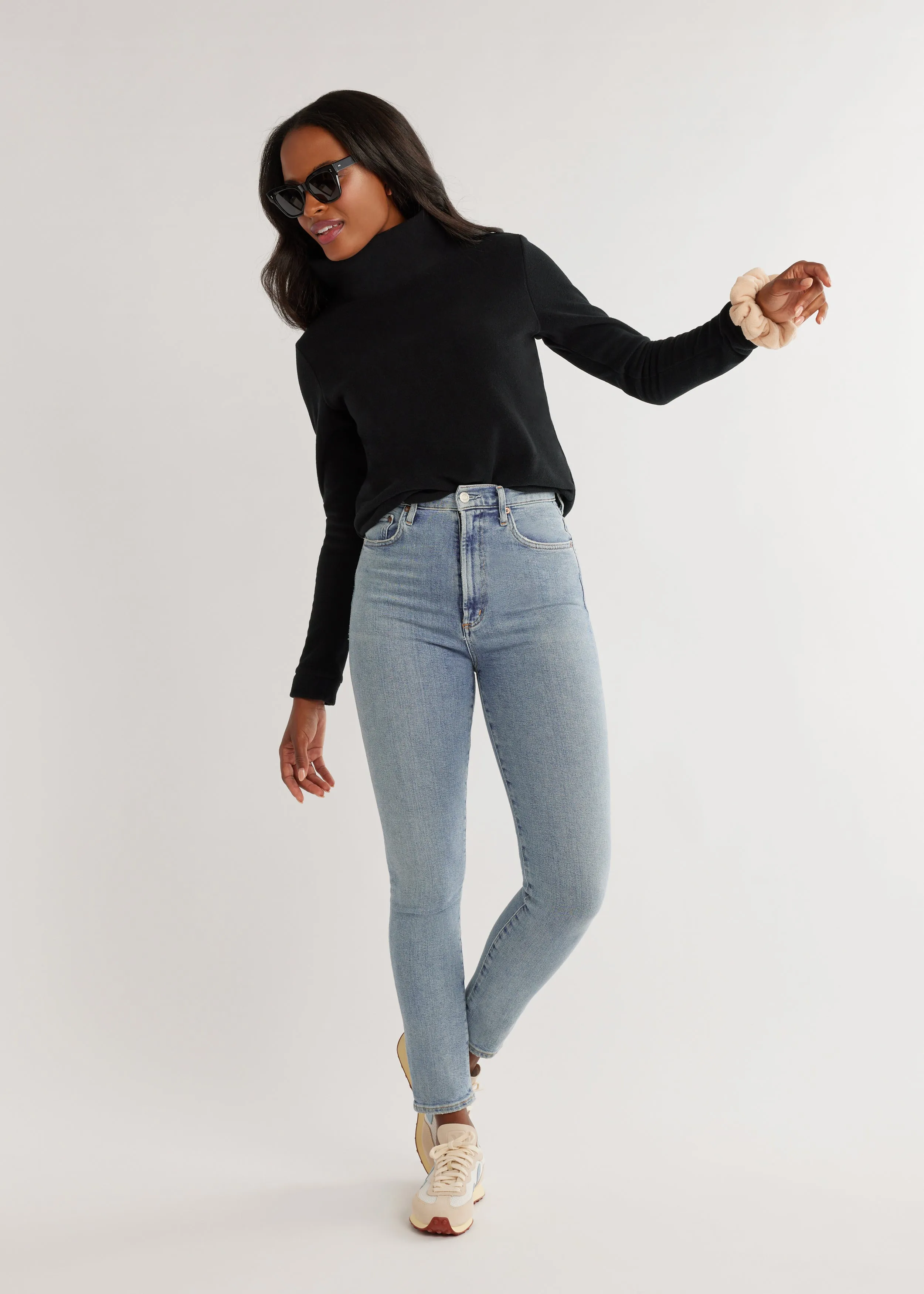 Park Slope Turtleneck in Vello Fleece (Black) sold by Dudley Stephens product image thumbnail 2