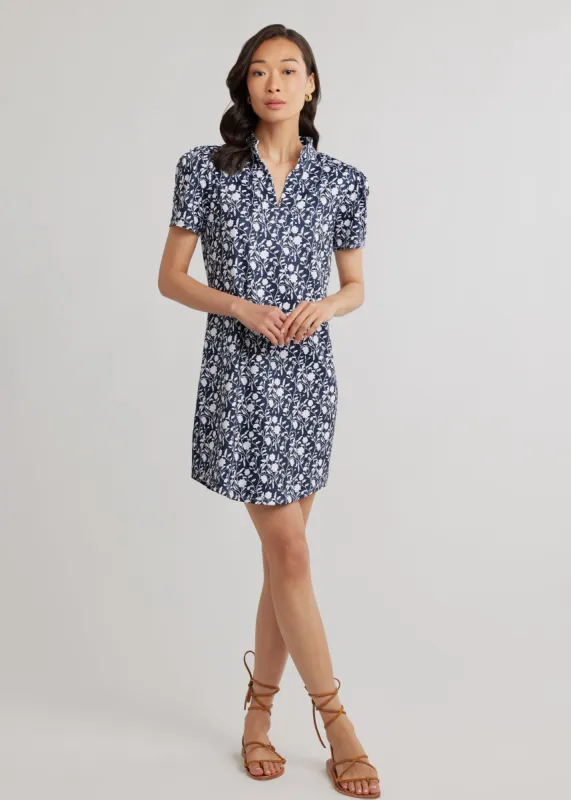 Parker Puff Sleeve Dress in Luxe Stretch (Midnight Floral) sold by Dudley Stephens