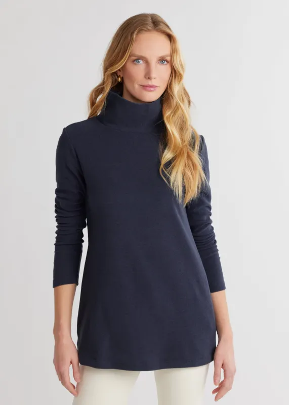 Cobble Hill Turtleneck in Terry Fleece (Navy) sold by Dudley Stephens