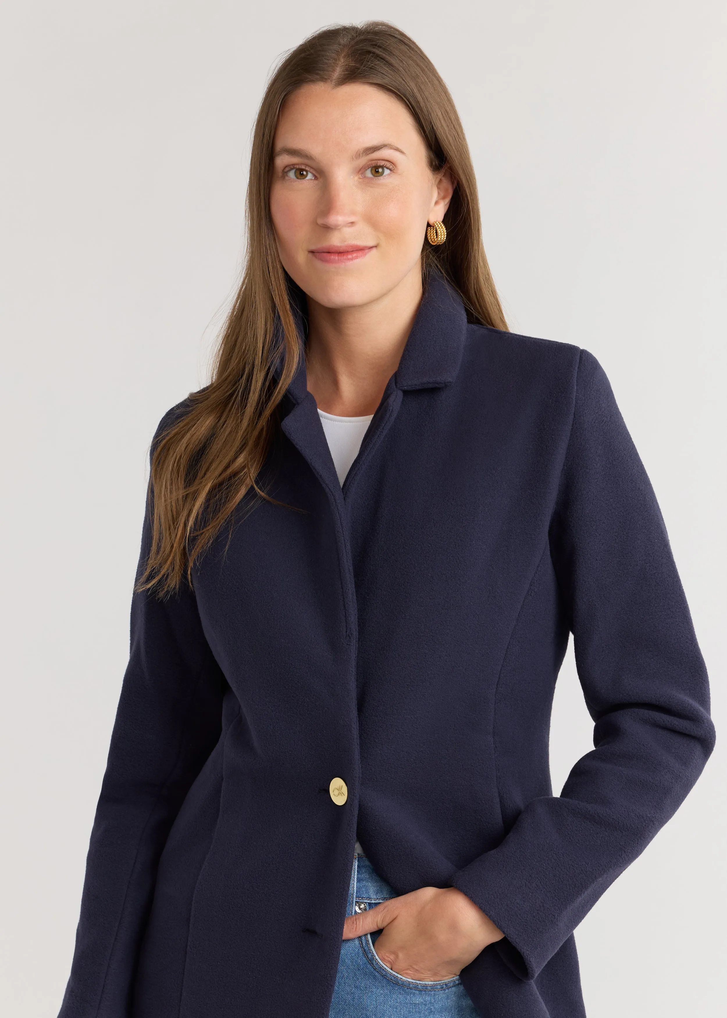 Wellington Blazer in Vello Fleece (Navy) sold by Dudley Stephens