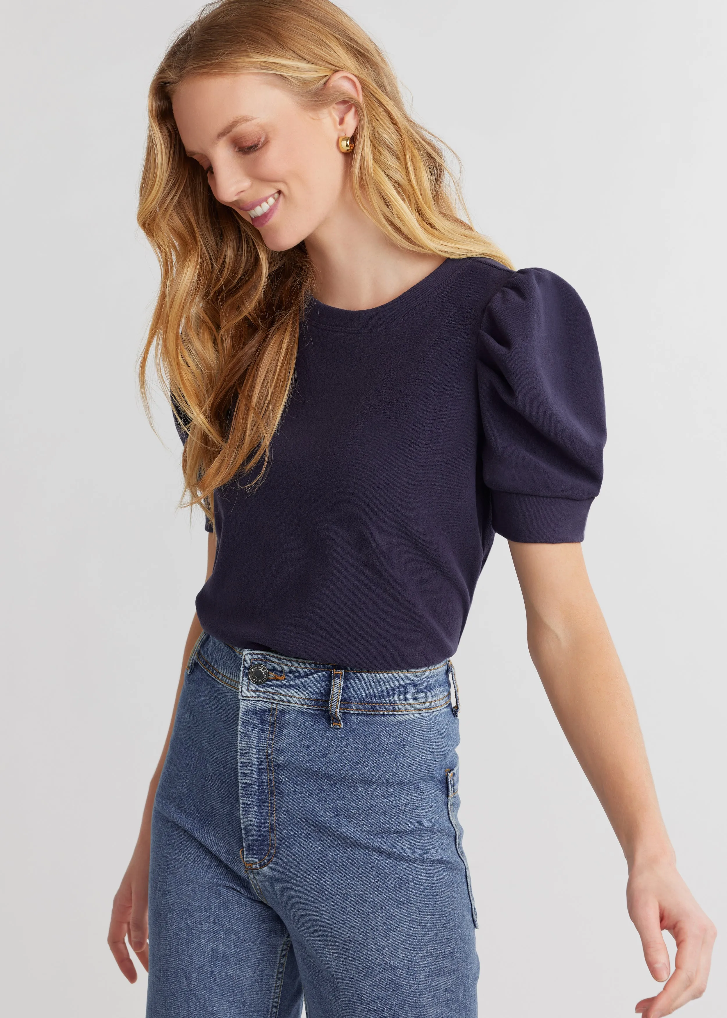 Walker's Point Puff in Terry Fleece (Navy) sold by Dudley Stephens