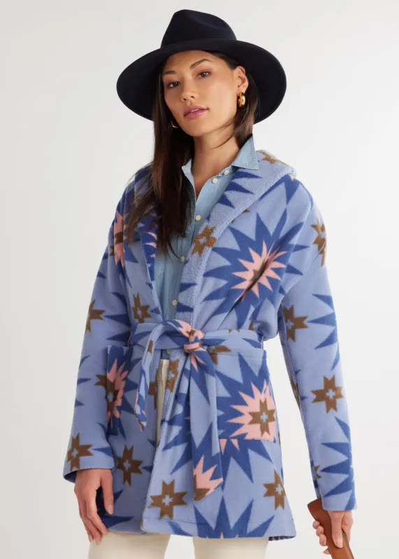 Cassidy Cardigan in Vello Fleece (Americana Patchwork) sold by Dudley Stephens