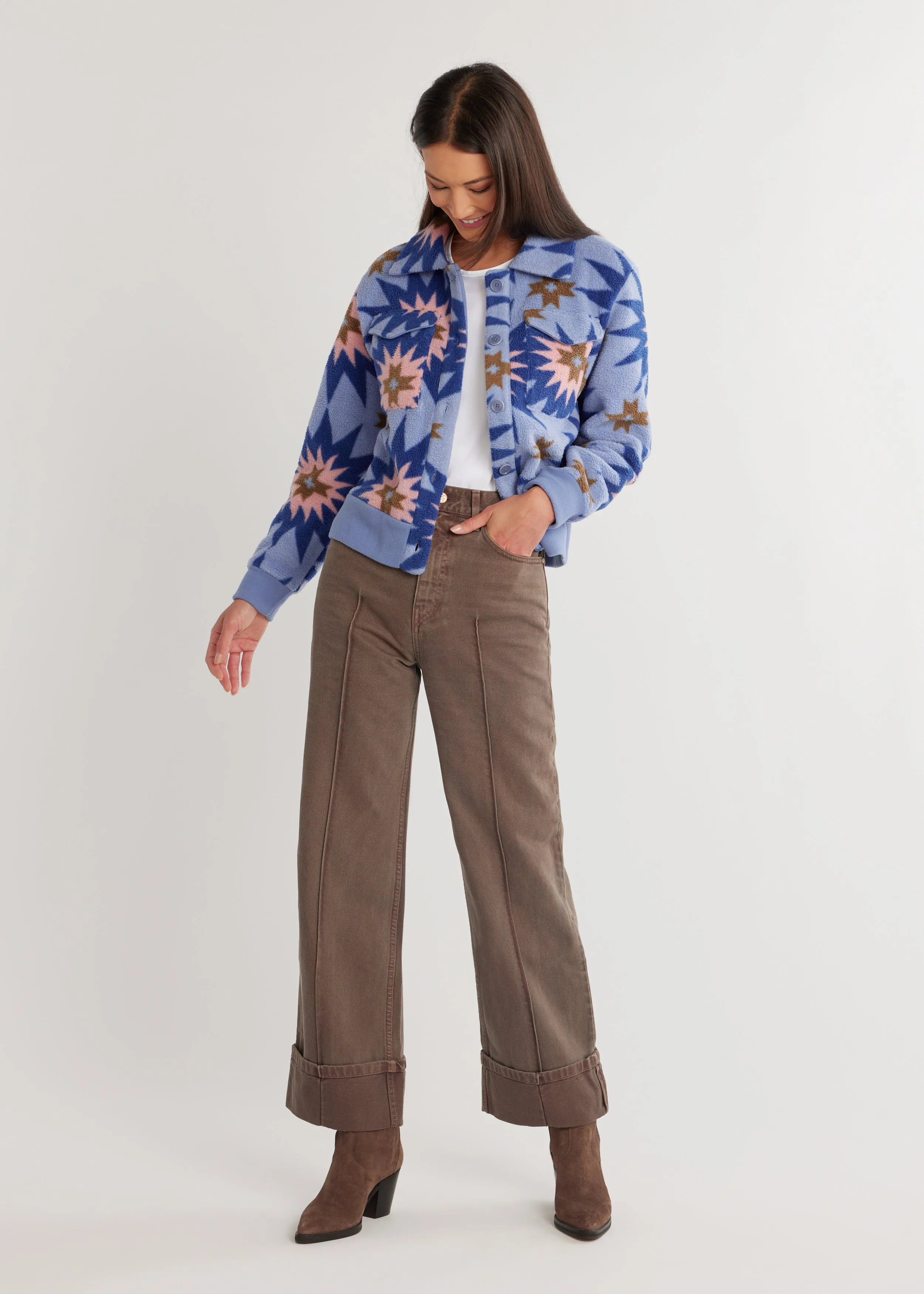 Kentfield Jacket in Sherpa Fleece (Americana Patchwork) sold by Dudley Stephens product image thumbnail 2