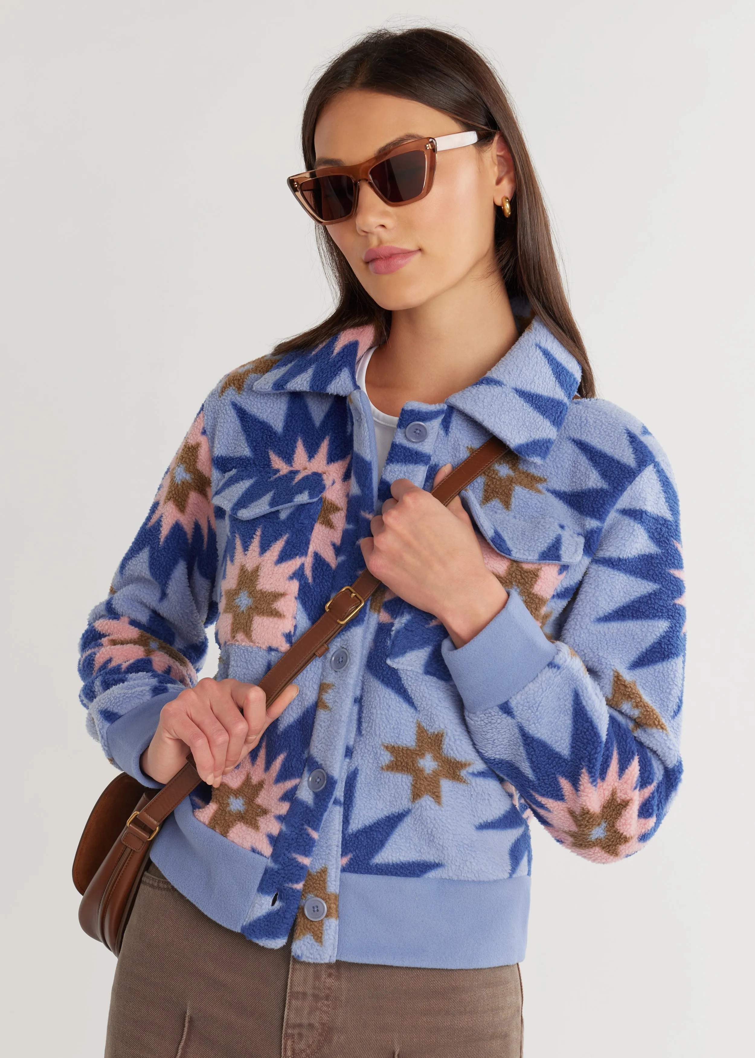 Kentfield Jacket in Sherpa Fleece (Americana Patchwork) sold by Dudley Stephens