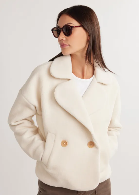 Chalet Coat in Sherpa Fleece (Cream) sold by Dudley Stephens