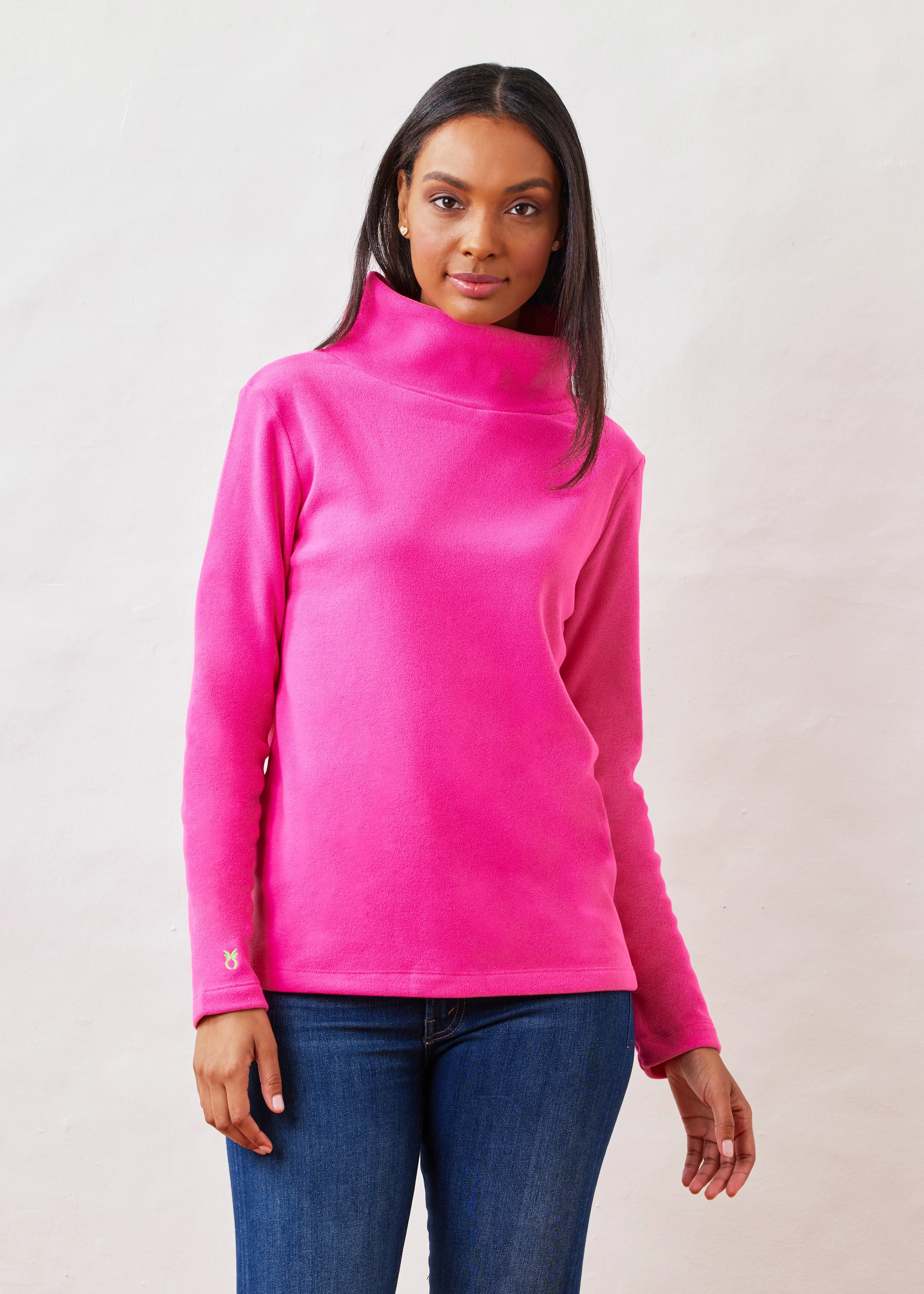 Greenpoint Turtleneck in Terry Fleece (Bubble Gum Pink) sold by Dudley Stephens