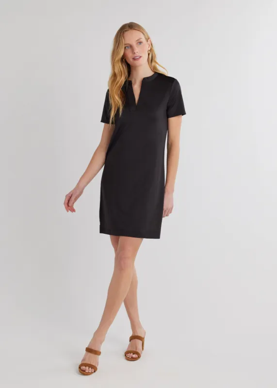 Monterey Short Dress in Luxe Stretch (Black) sold by Dudley Stephens