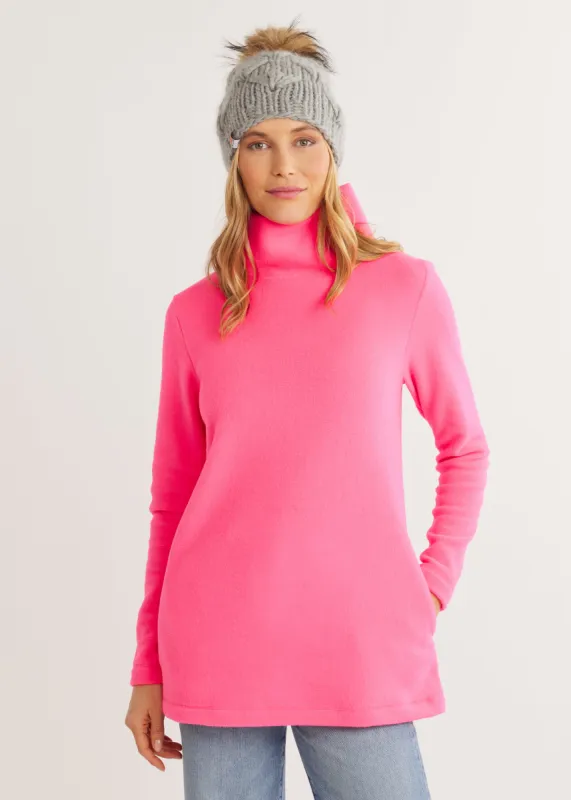 Cobble Hill Turtleneck in Vello Fleece (Neon Pink) sold by Dudley Stephens