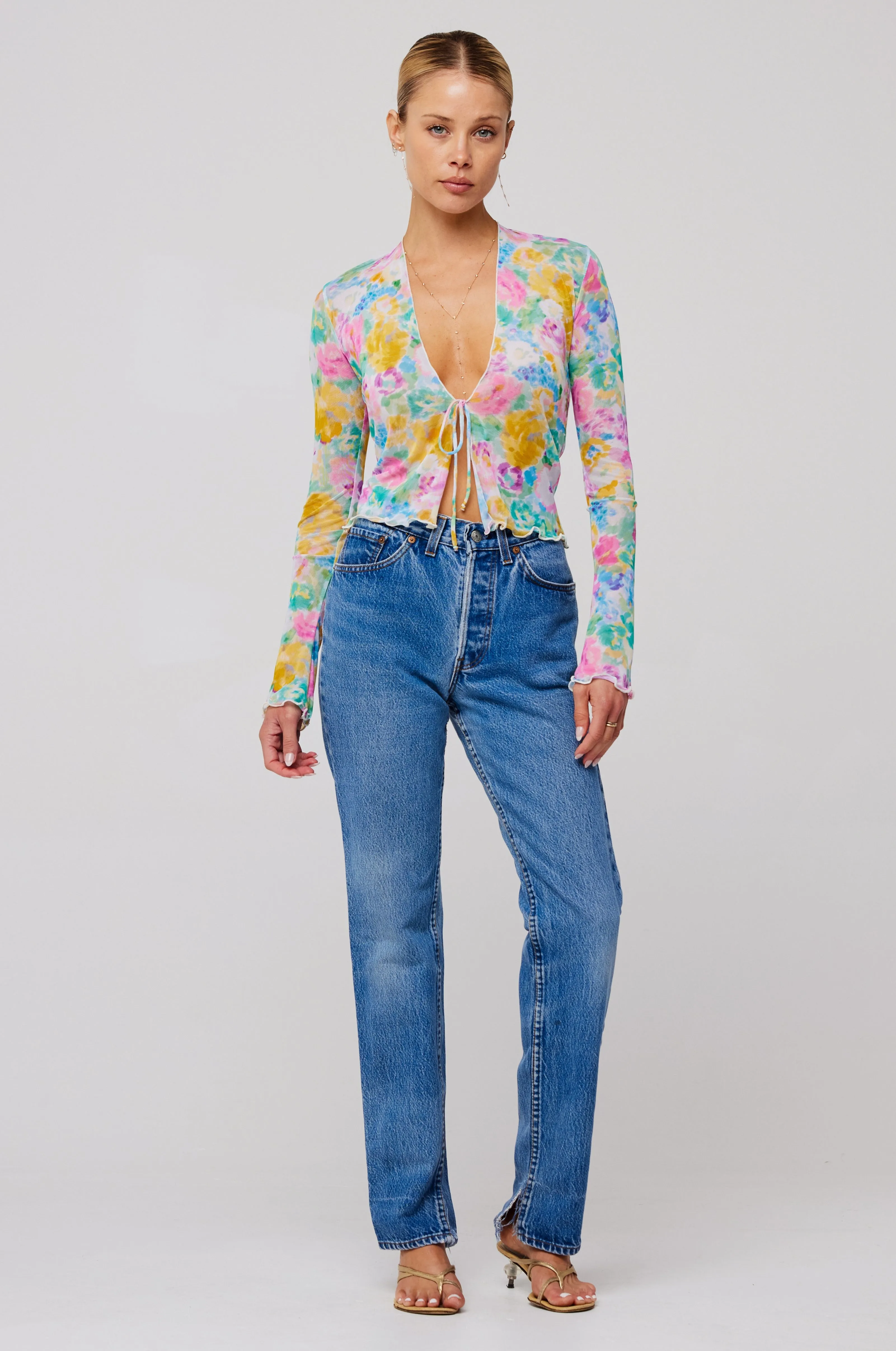 Aliyah Mesh Top in Canvas sold by RESA