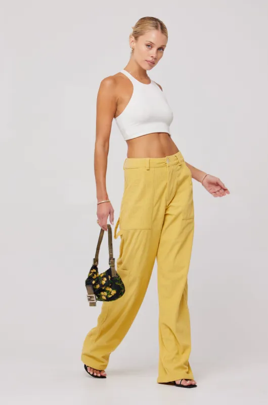 Elsa Cargo Pant in Mustard sold by RESA