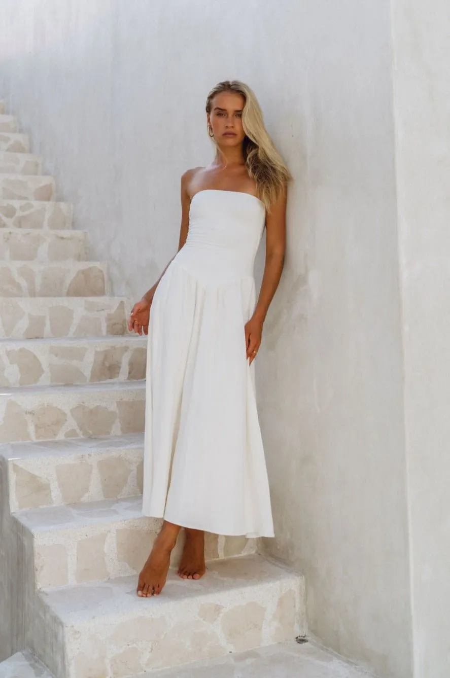 Mackenzie Dress in White Linen sold by RESA