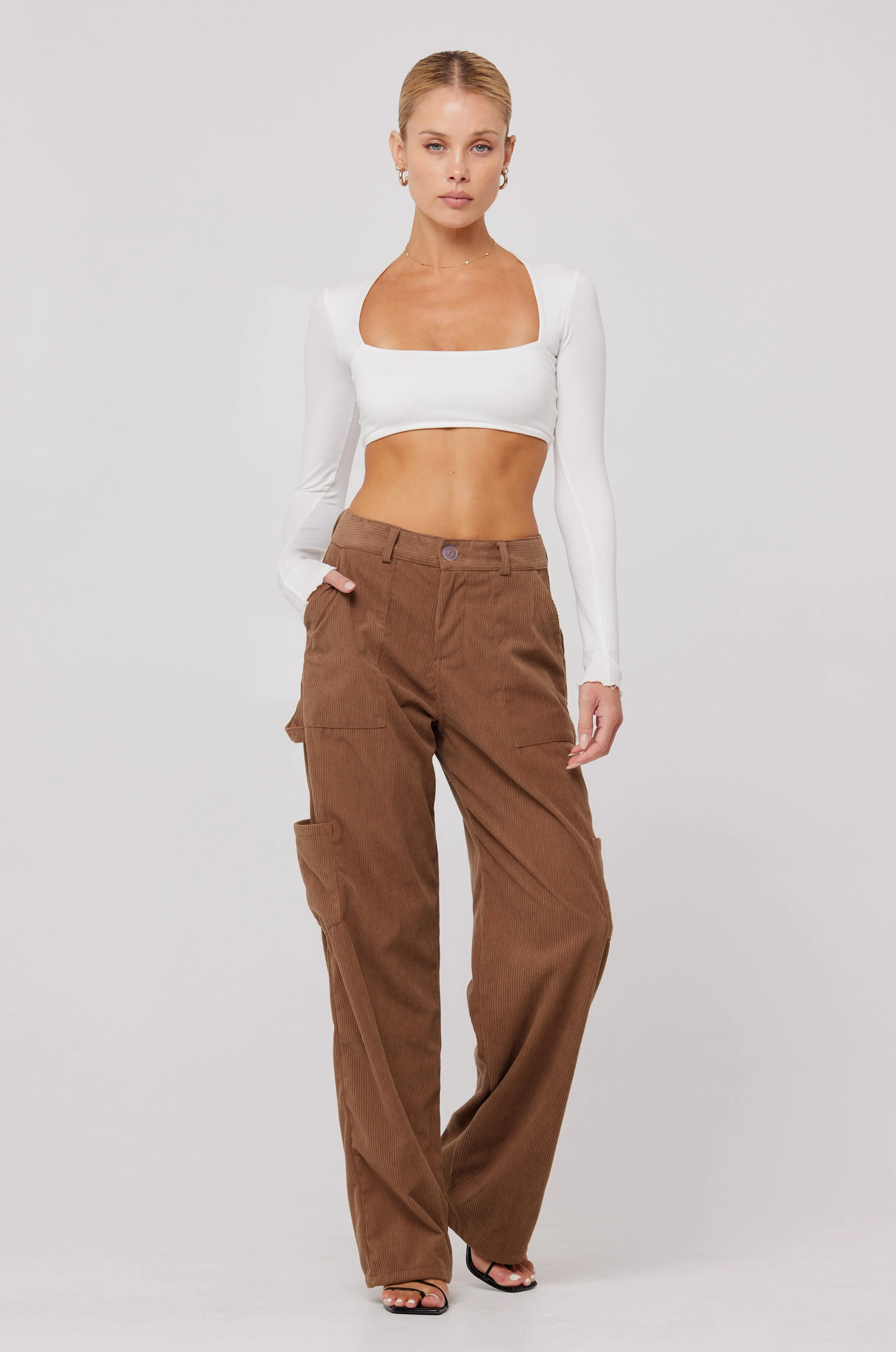 Elsa Cargo Pant in Espresso sold by RESA