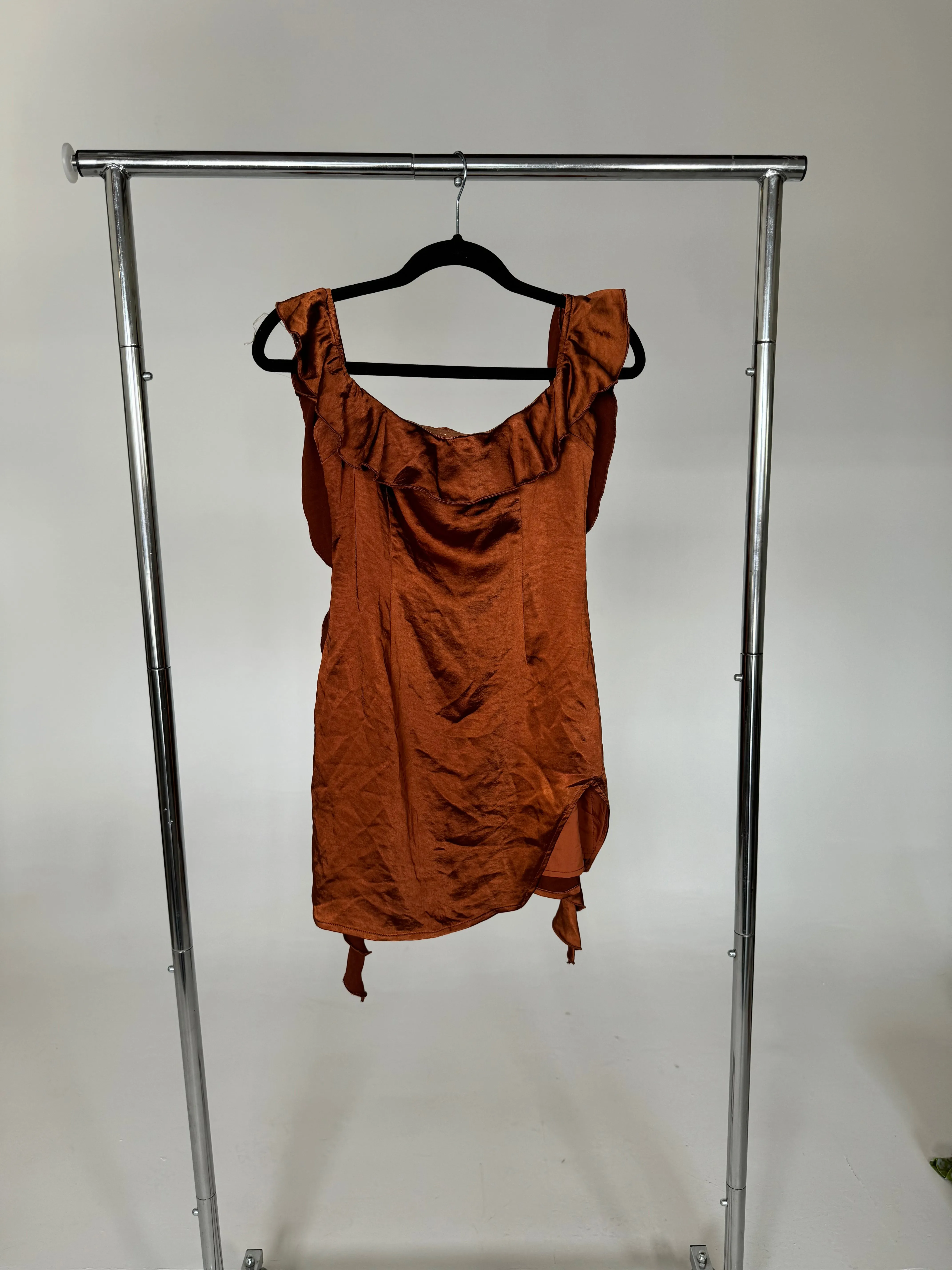 RUFFLE MINI DRESS IN RUST- SAMPLE SALE sold by RESA