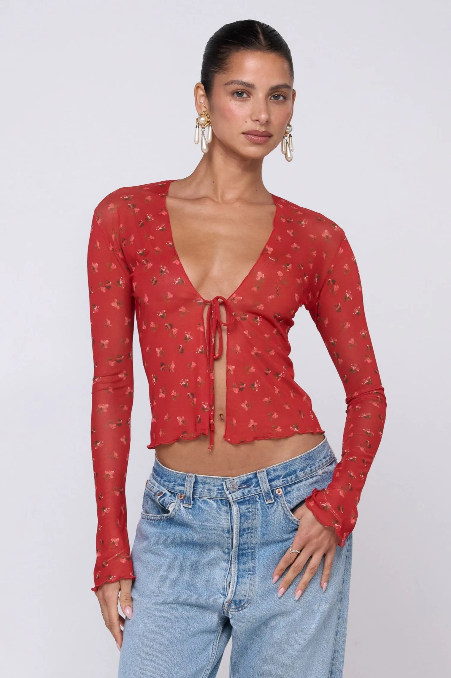 Aliyah Mesh Top in Cayenne sold by RESA product image thumbnail 4