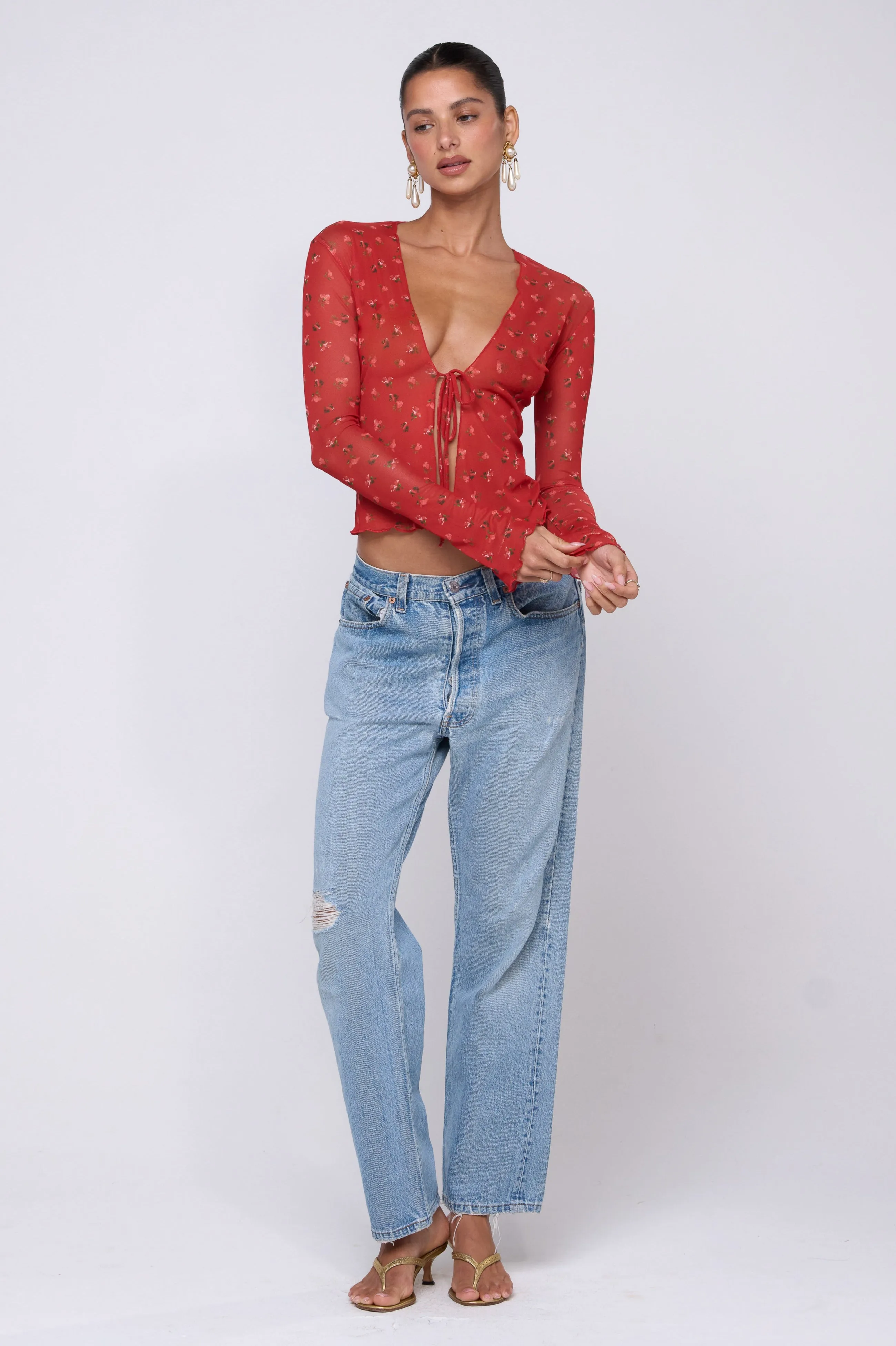 Aliyah Mesh Top in Cayenne sold by RESA product image thumbnail 3
