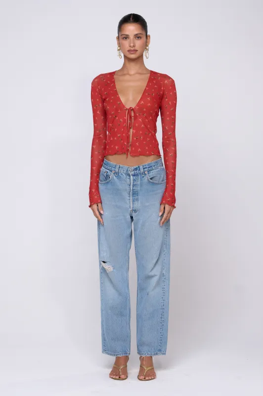 Aliyah Mesh Top in Cayenne sold by RESA