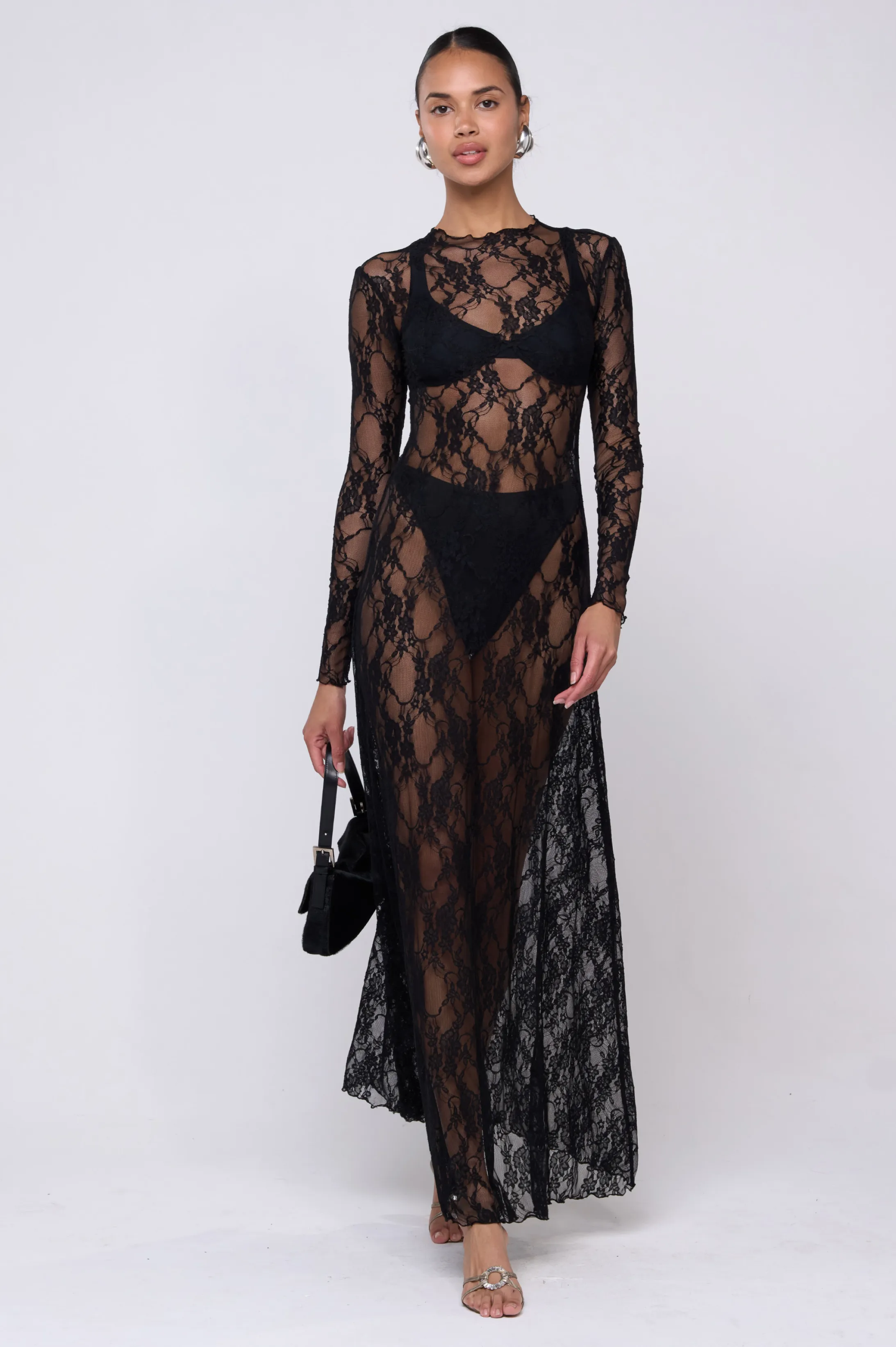 Lyon Lace Dress in Black Lace sold by RESA product image thumbnail 3