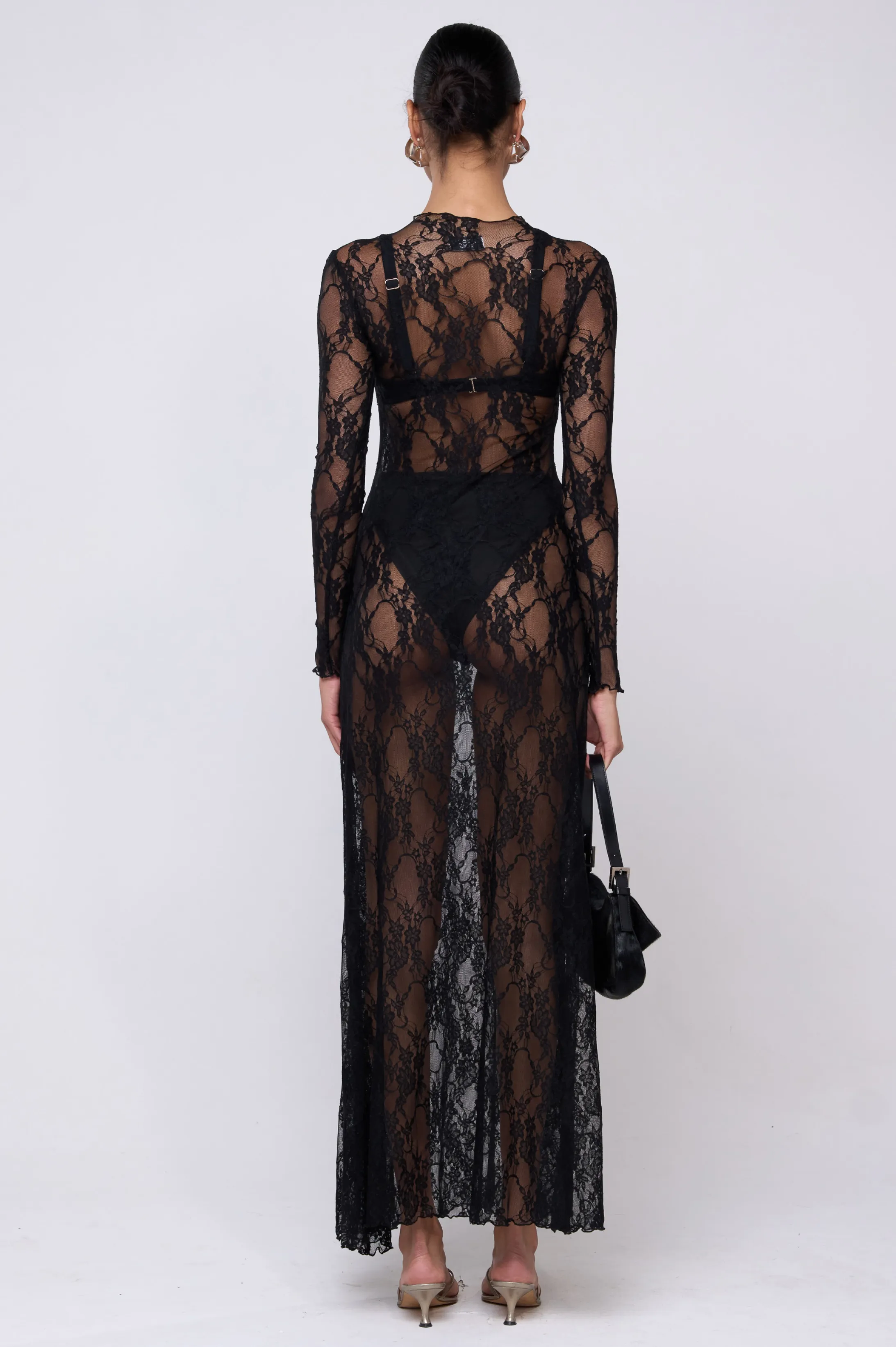 Lyon Lace Dress in Black Lace sold by RESA product image thumbnail 4