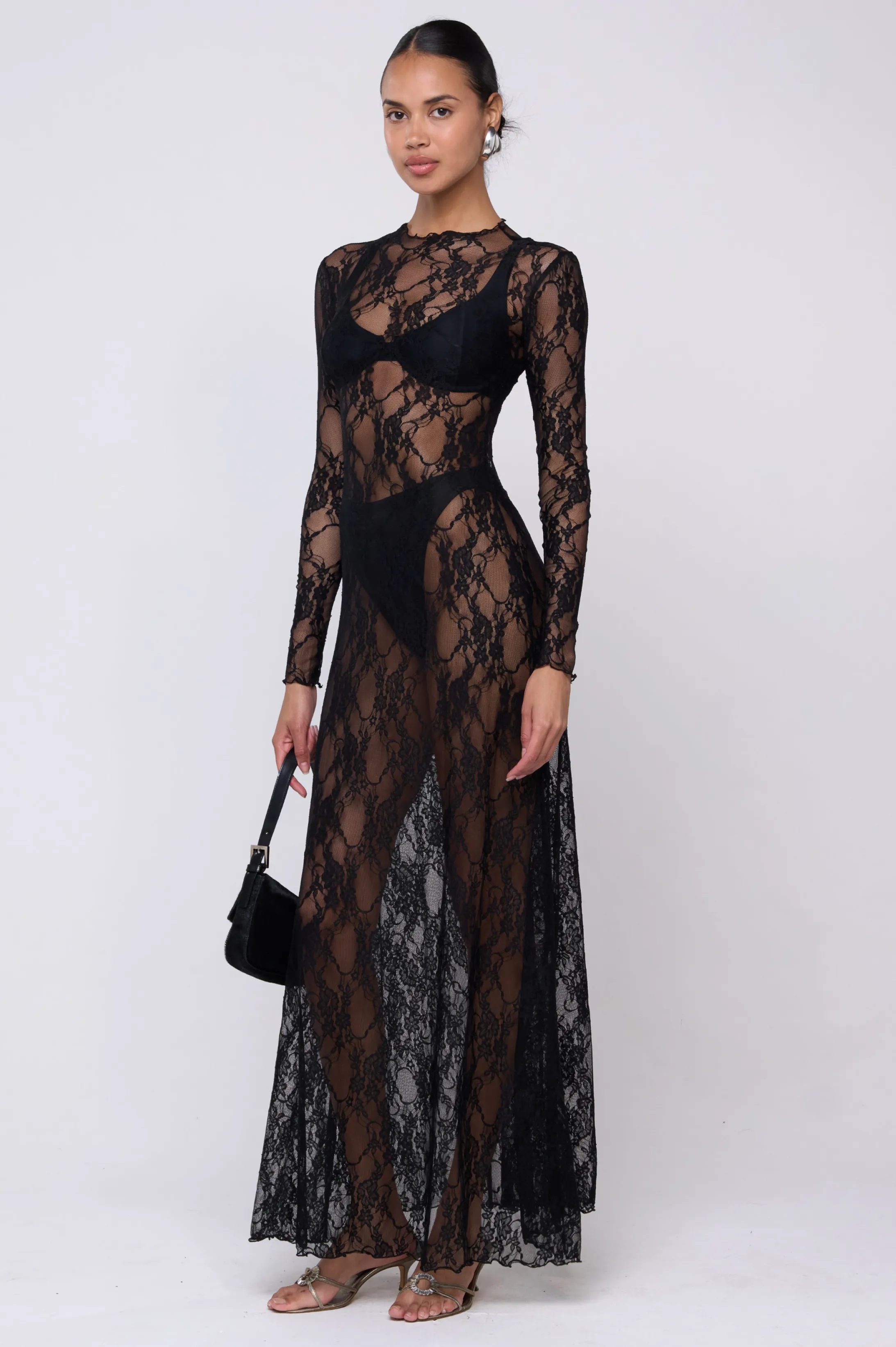 Lyon Lace Dress in Black Lace sold by RESA product image thumbnail 2