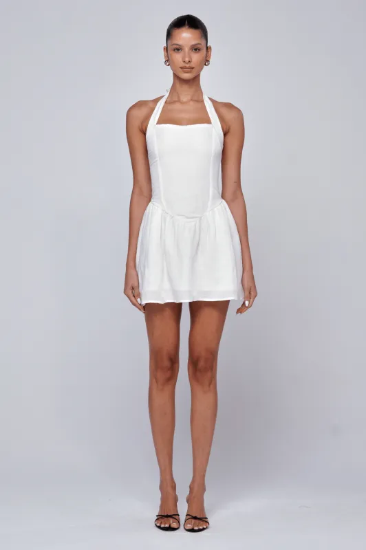 Sutton Mini Dress in White Linen sold by RESA