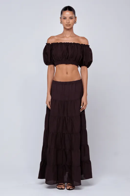 Juliana Skirt in Brown Linen sold by RESA