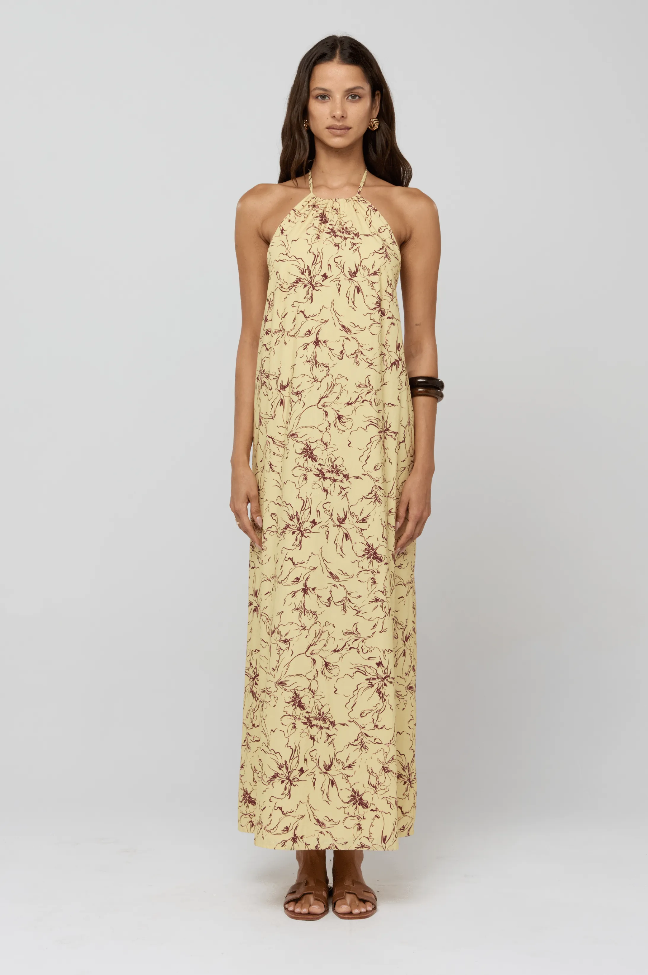 Iris Halter Dress in Butterscotch sold by RESA
