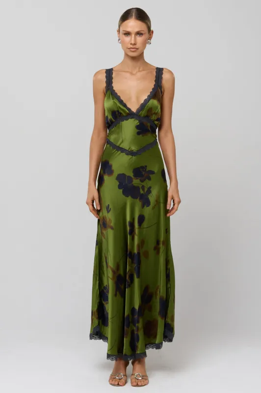 Selena Dress in Evergreen sold by RESA